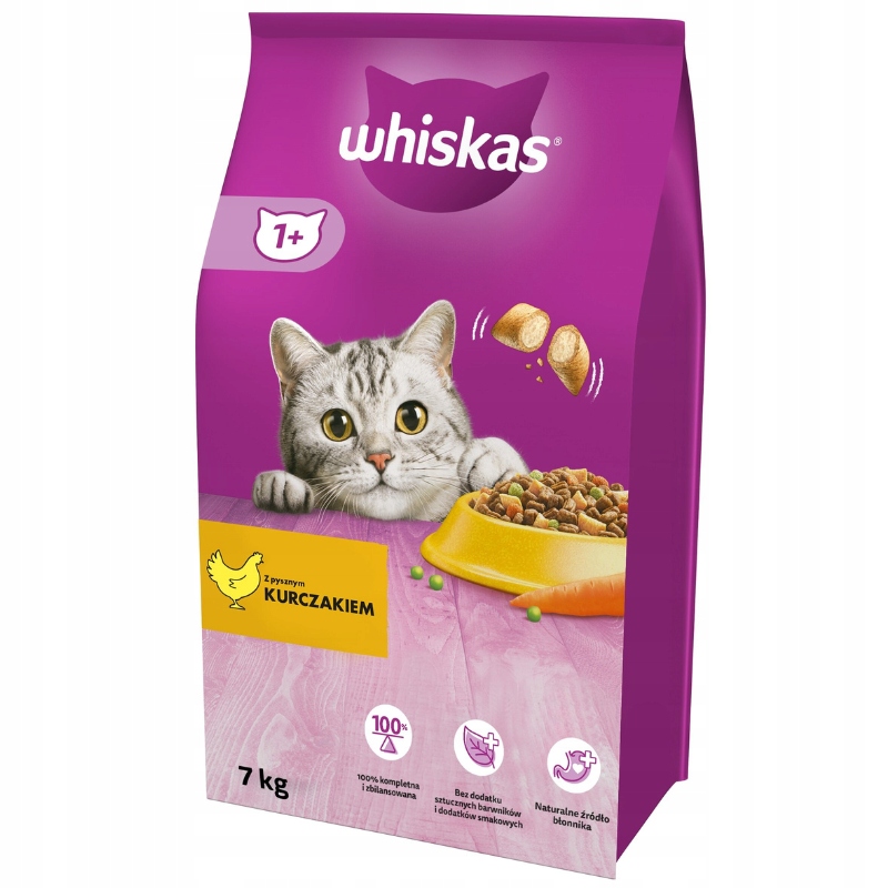 Levně Whiskas Krmivo Suché Pro Kočky 1+ S kuřecím masem 7 kg