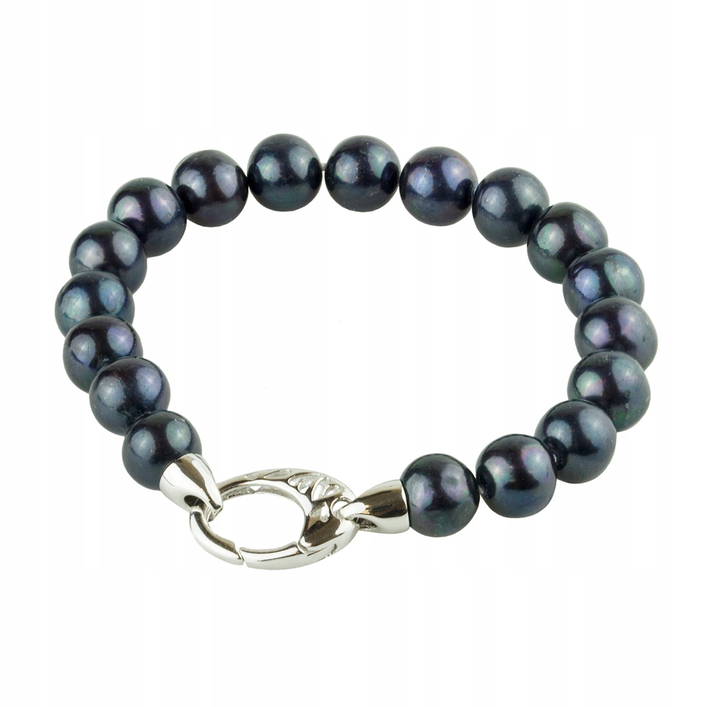 Stříbrný Náramek S Pravými Černými Perlami