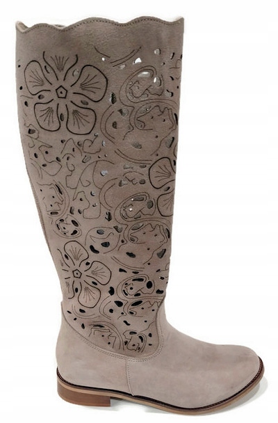 KOR-2329 STYLOWE LEKKIE AŻUROWE KOZAKI SKÓRA NATURALNA 40 Marka inna