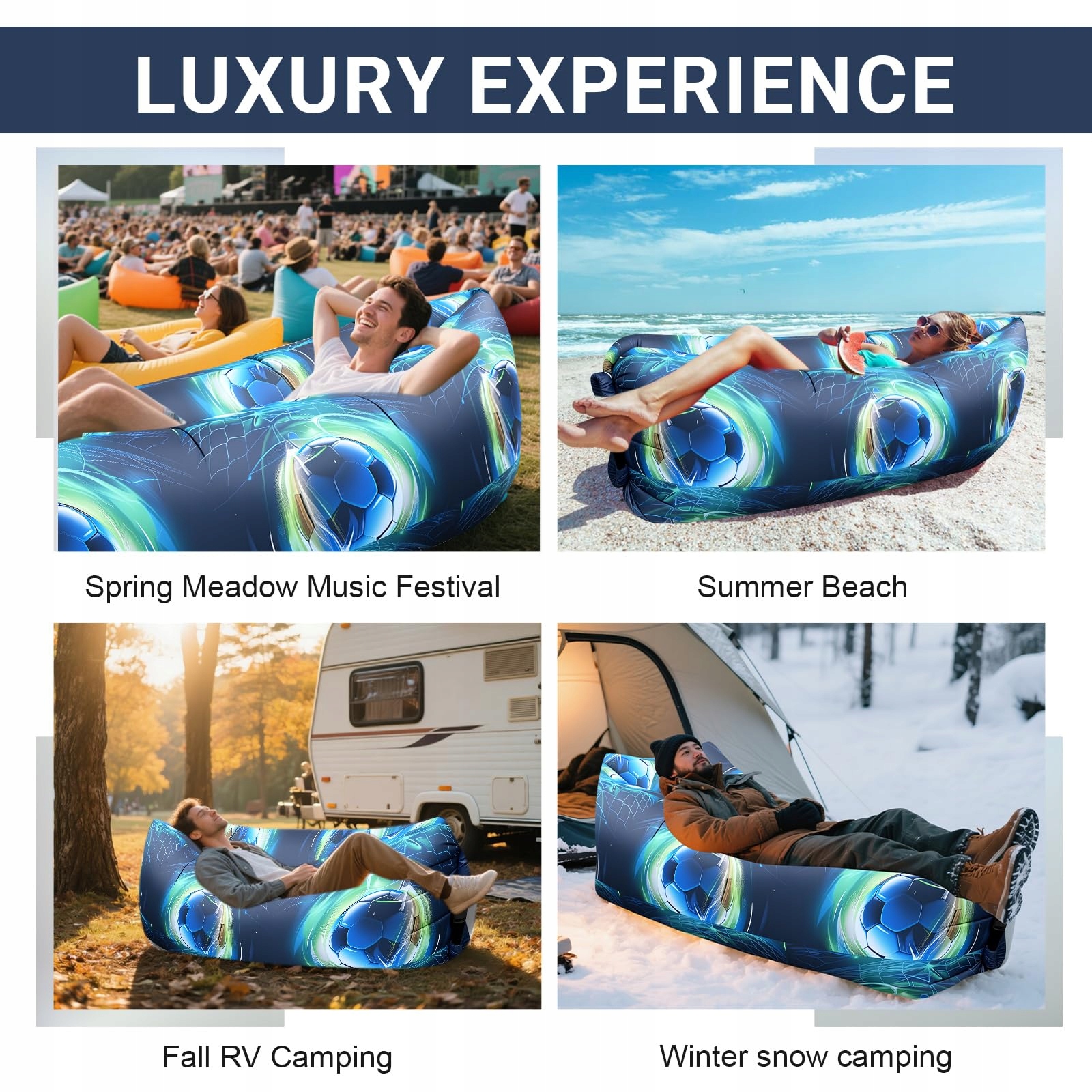 DWAFILL Nadmuchiwane Sofa Campingowe Plażowe 230x70CM Outdoor Leżak — miniatura 7
