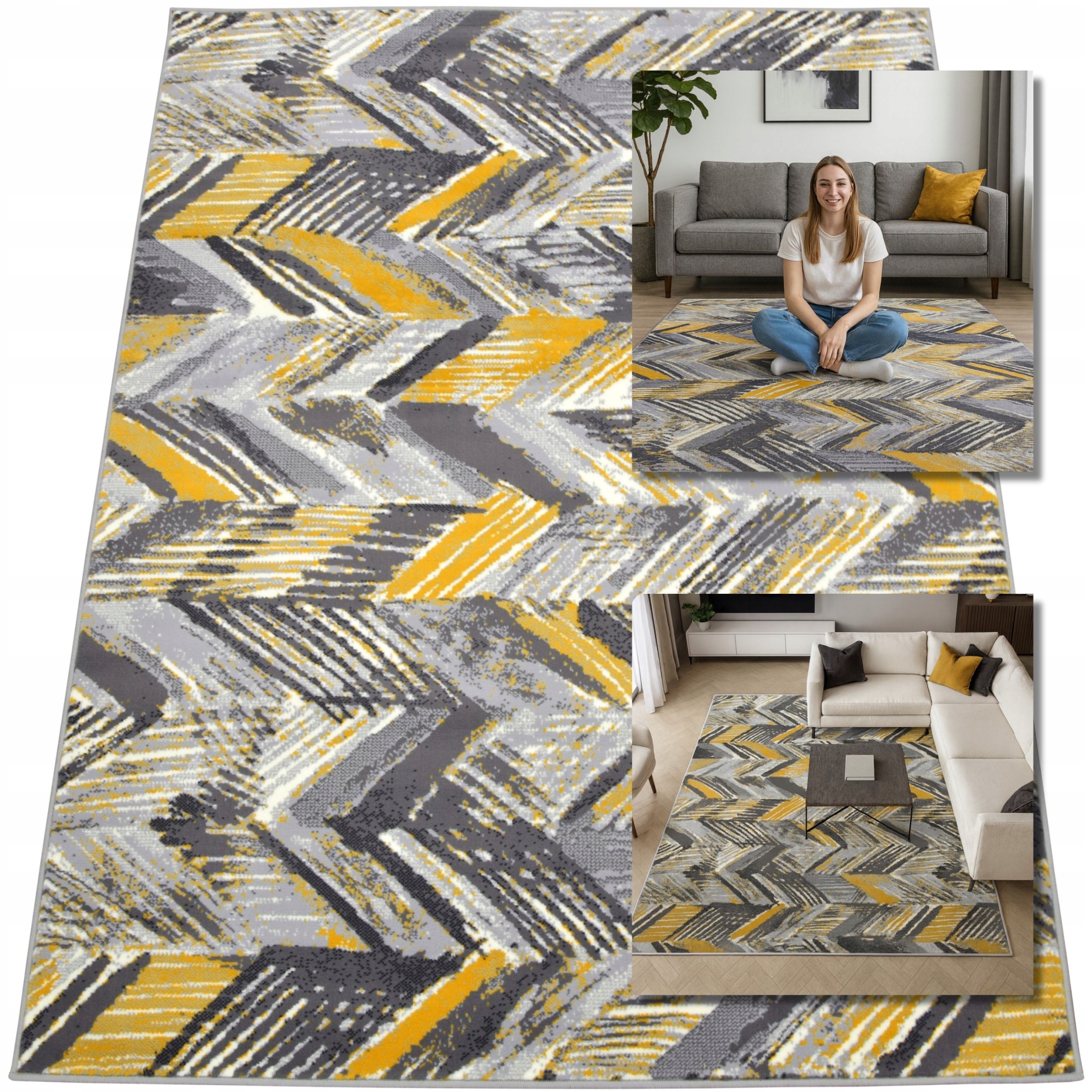Koberec Moderní Koberec Šedý Hořčicový Venezia Koberce Do Obývacího Pokoje 80x150