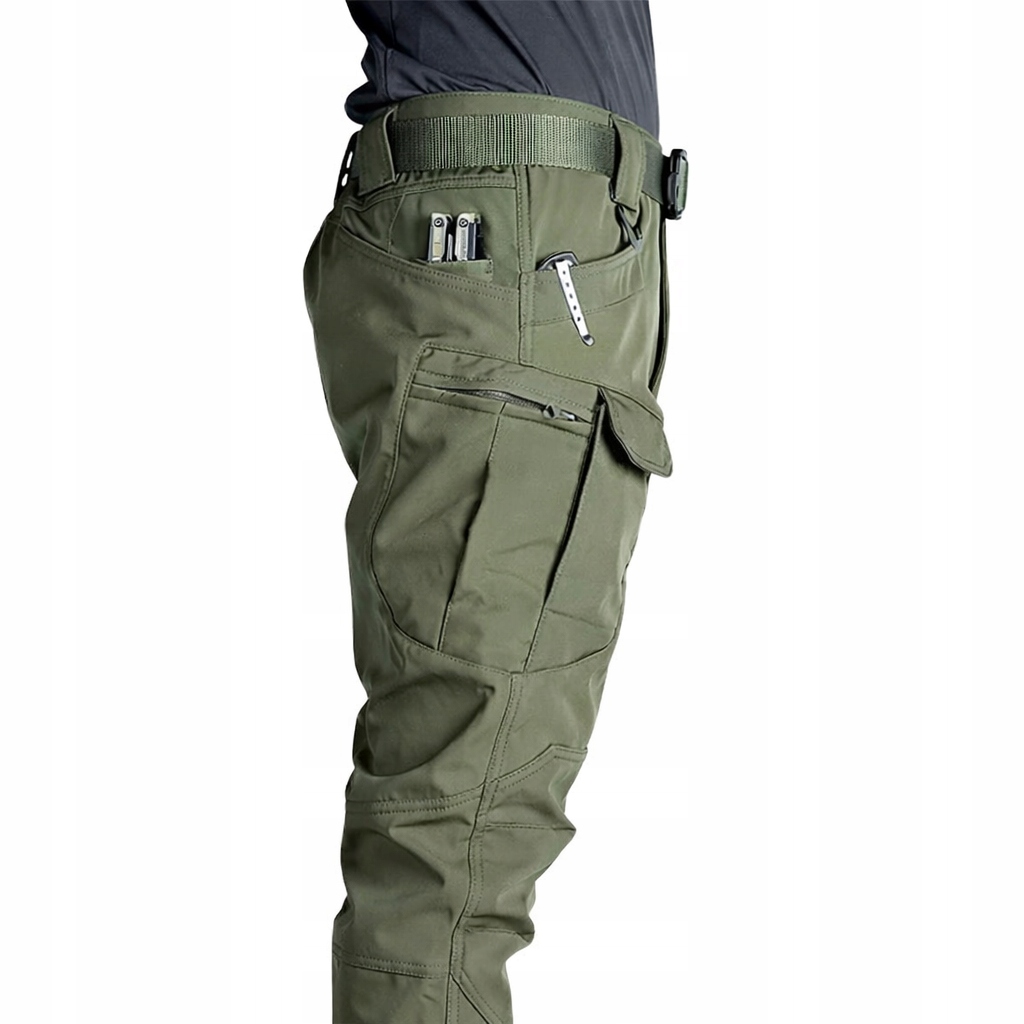 Taktyczne spodnie męskie trekkingowe proste z kieszeniami