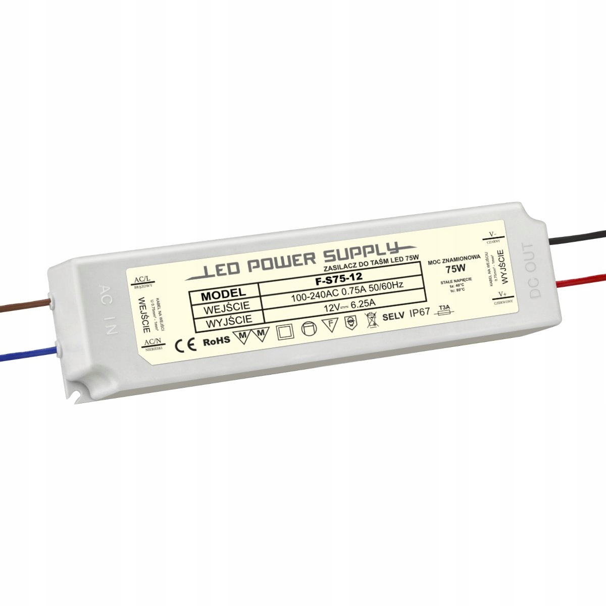 

Zasilacz Led 75W 12VDC Wodoodporny F-S75-12 Brillo