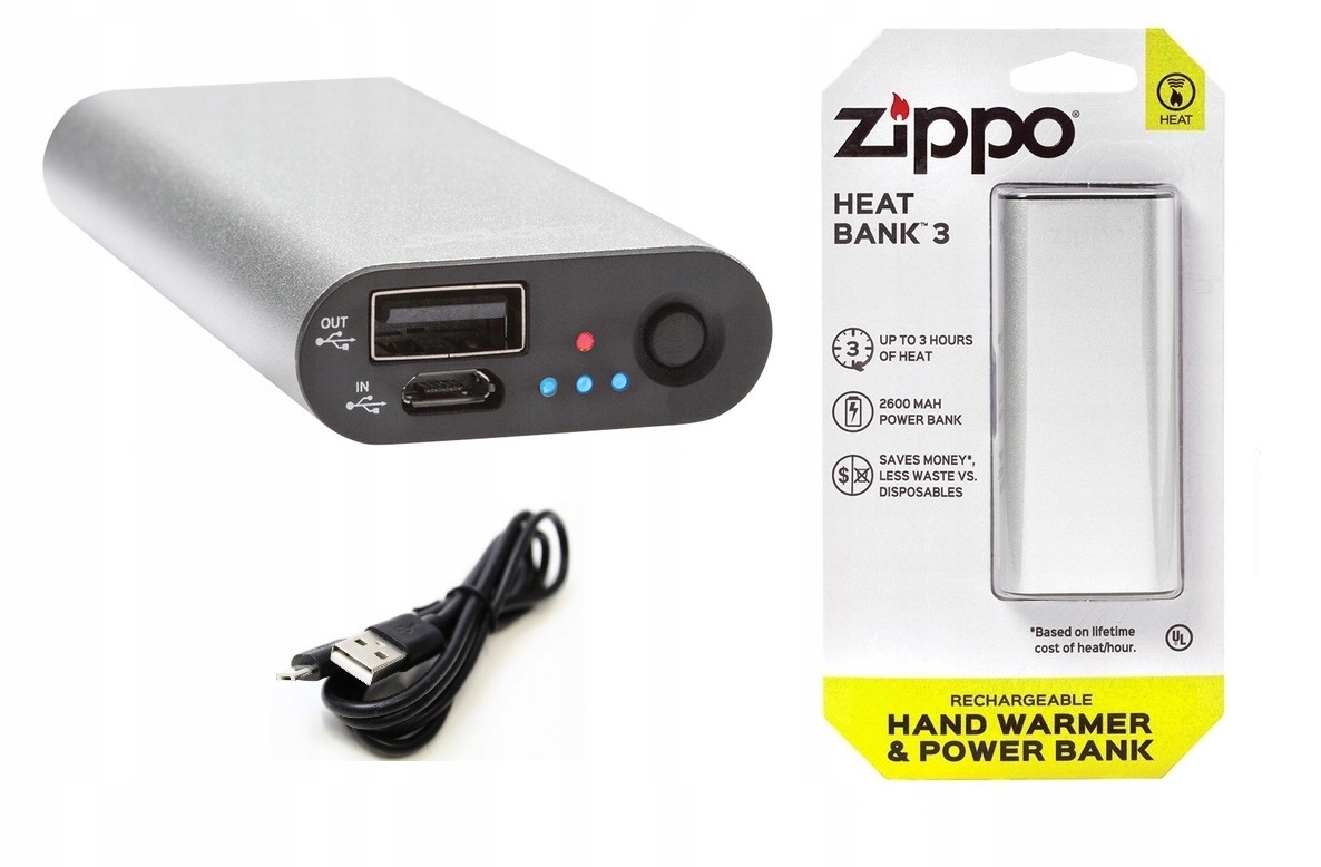 Грелка для рук + Powerbank Zippo 2600 HEAT BANK Емкость аккумулятора 2600 мАч