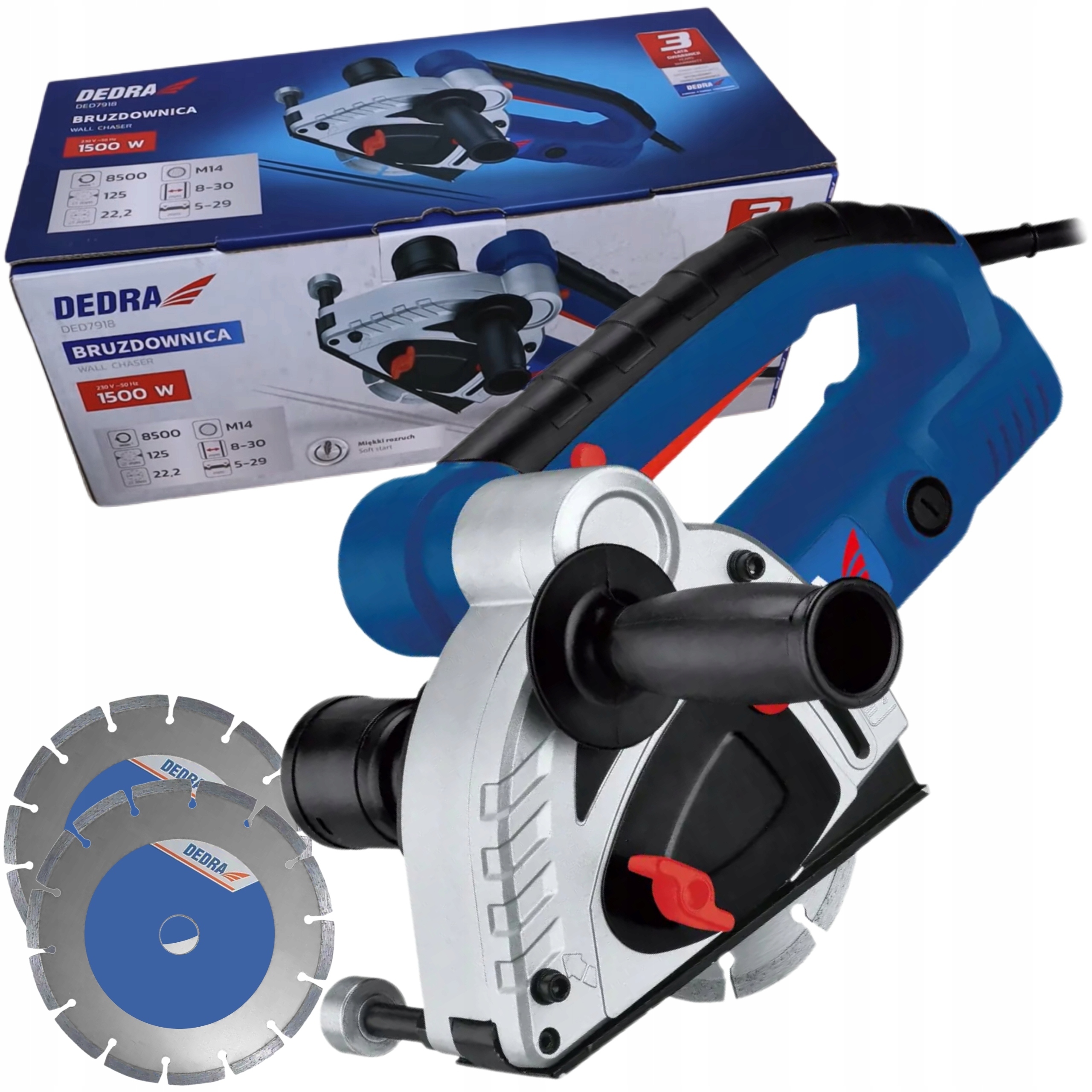 Dedra Elektrická Brázdička 1500W Betonu Frézka 2 Kotouče Měkký Start