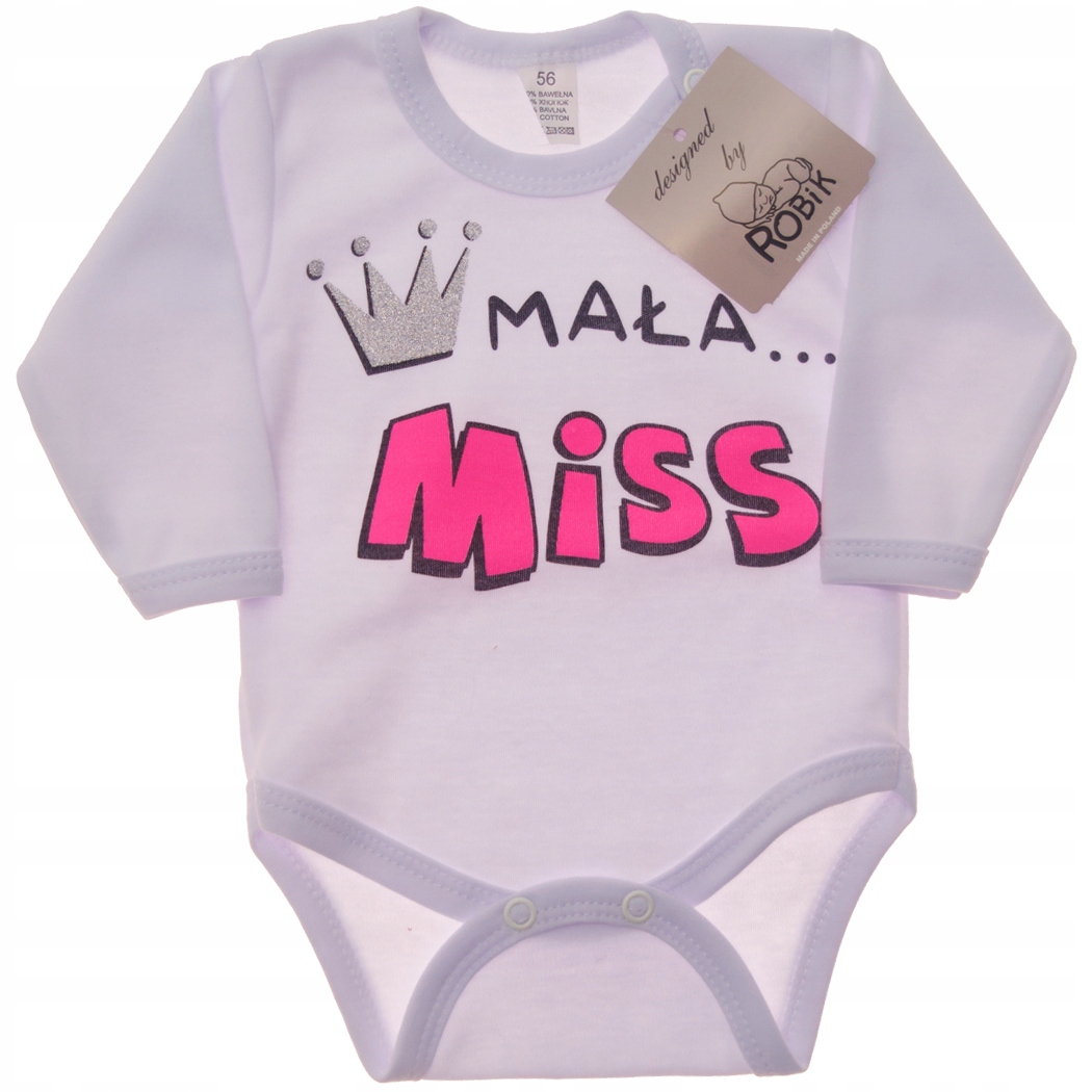 

Białe Body Mała Miss dł. rękaw r.80 brokat Robik