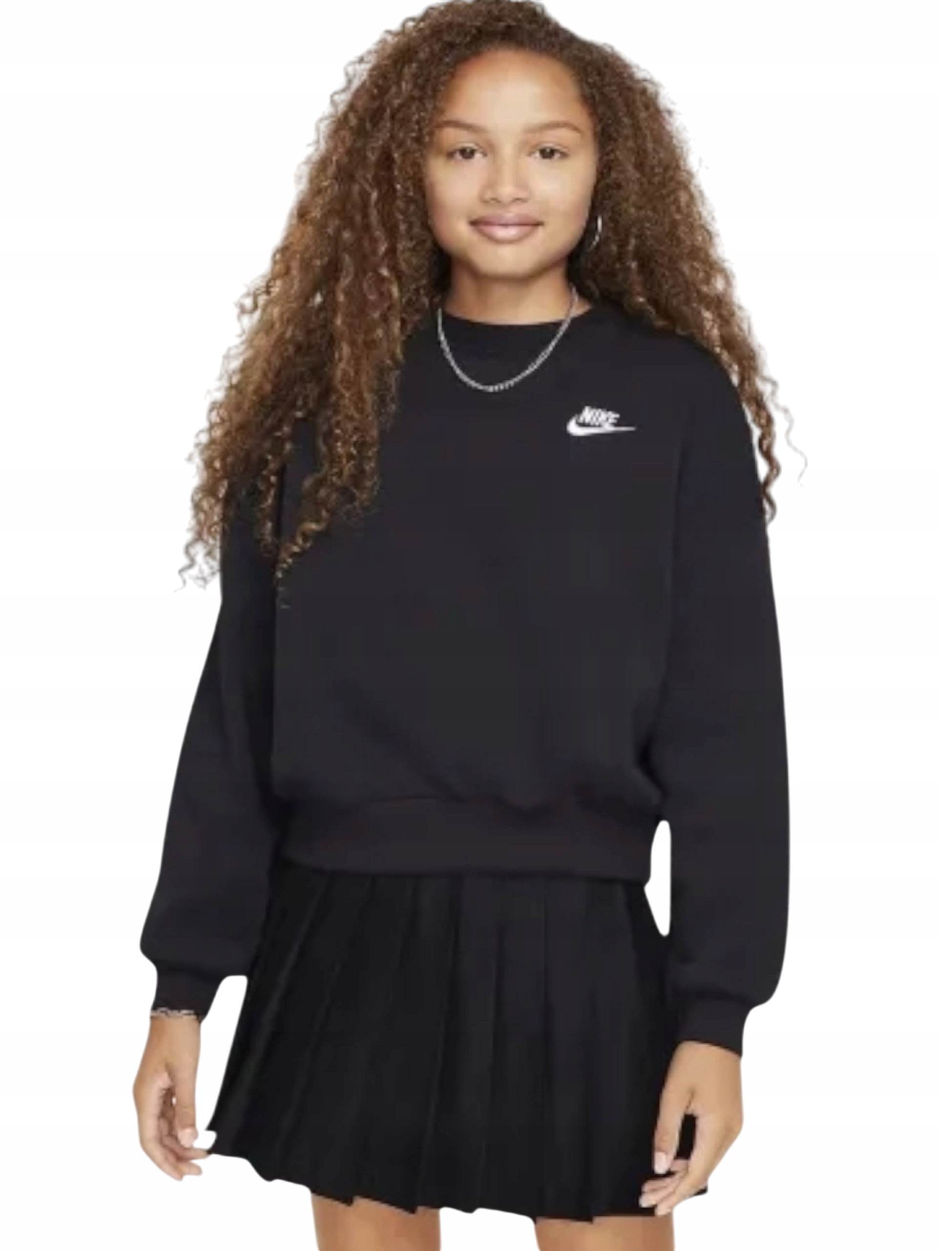 Bluza bez kaptura dziewczęca Nike Sportswear Club Fleece FZ9244-010