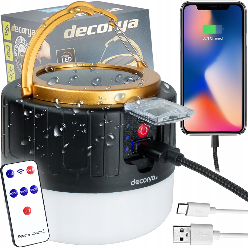 Podróżnika Lampka Led Solarna Na Usb Turystyczna Powerbank Usb IP65
