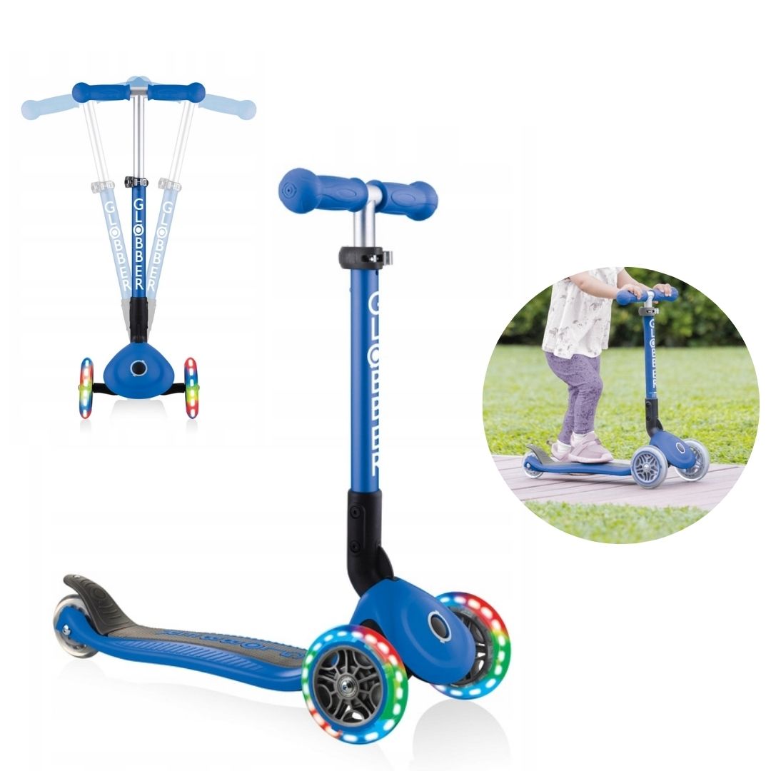 Solidna hulajnoga 3 kołowa jeździk dla dzieci regulowany Led Globber Junior