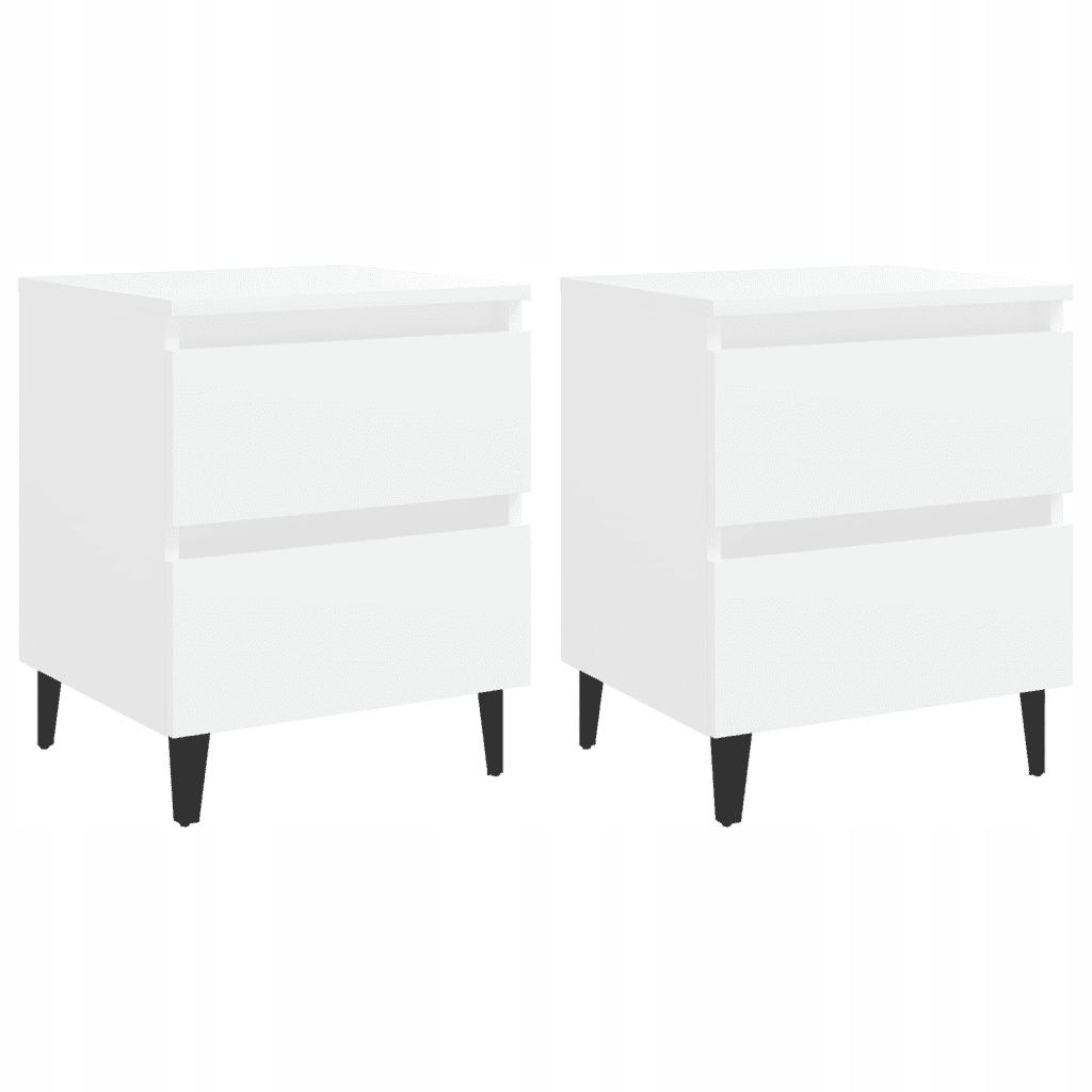 Noční stolek industriální se 2 zásuvkami , bílý, 40x35x50 cm, 4 kovové zásuvky.