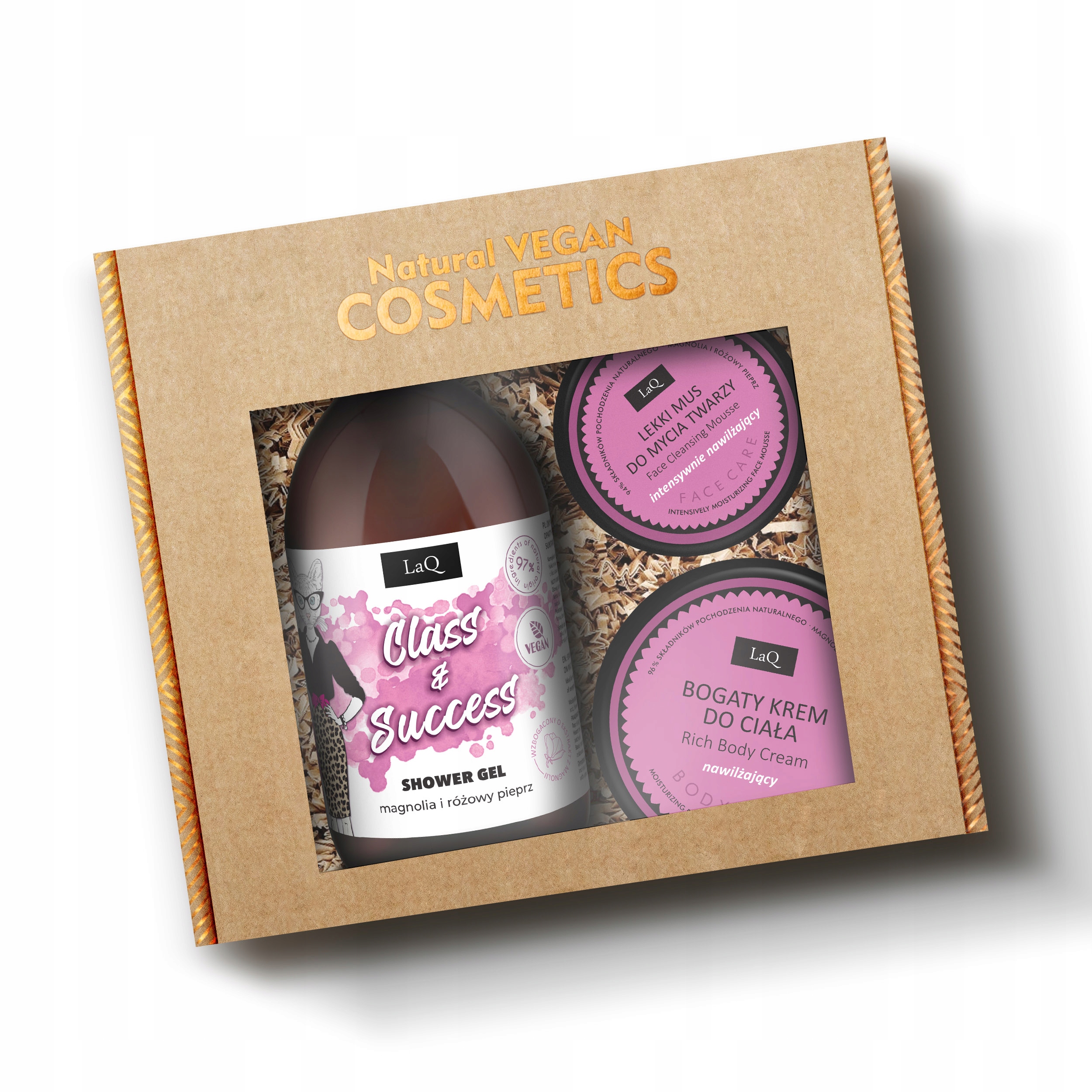Zestaw kosmetyków dla kobiety żel pod prysznic krem mus Magnolia LaQ