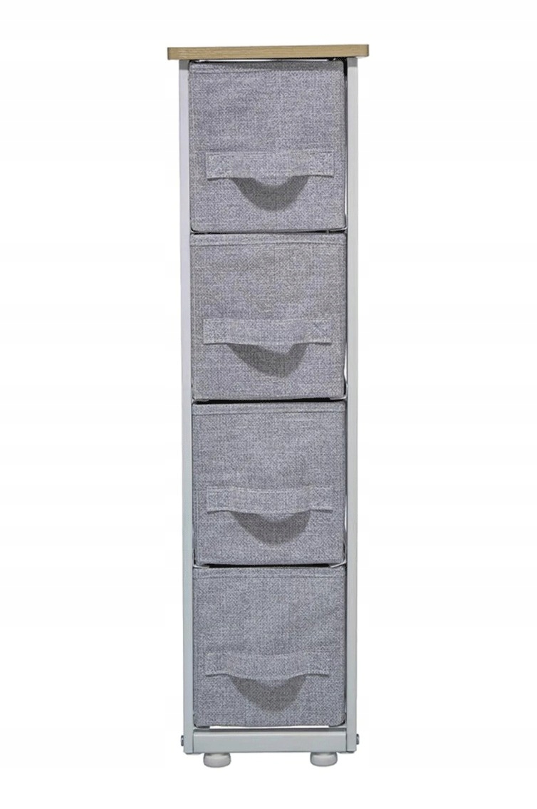 SZAFKA Z 4 SZUFLADAMI TEKSTYLNE WĄSKA SZAFKA SZARA Stan opakowania oryginalne