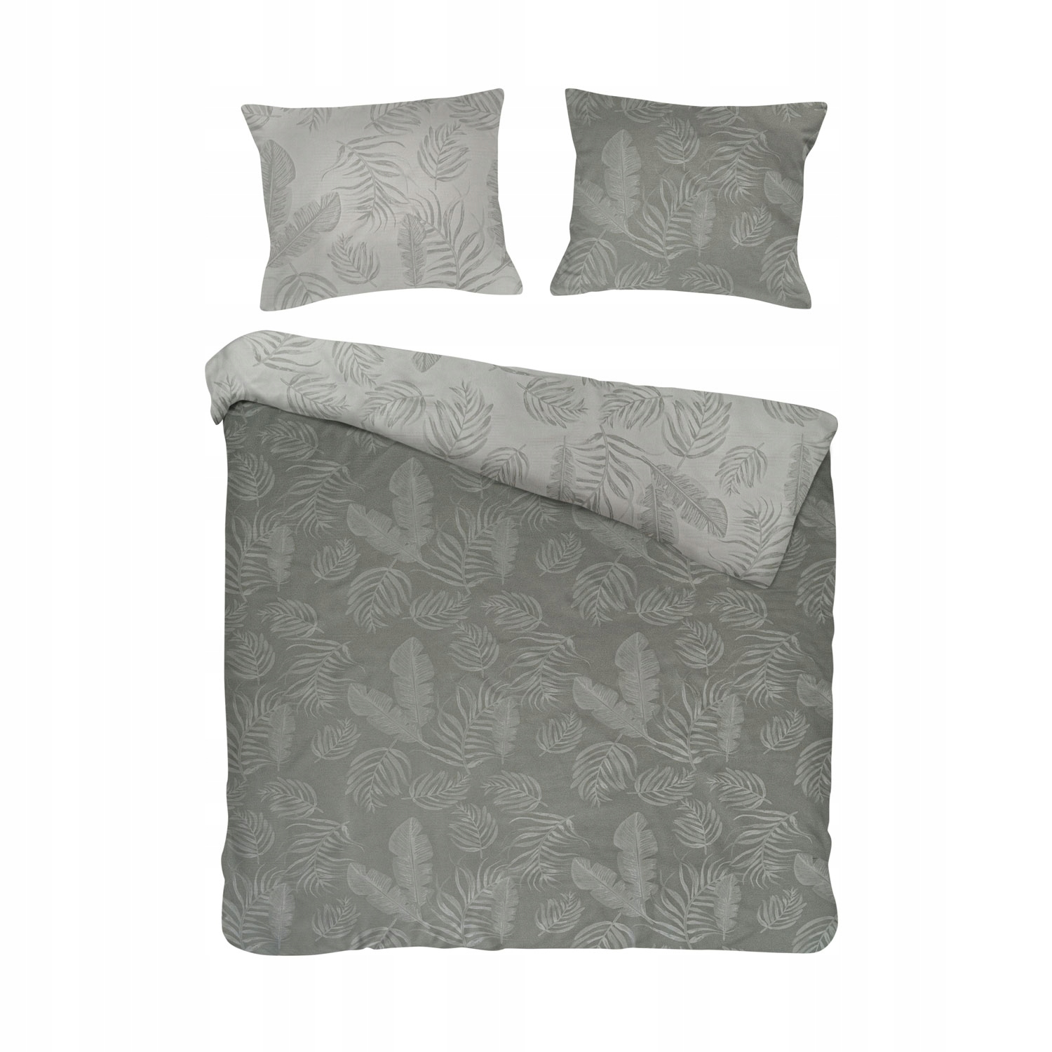 Posteľná Bielizeň Bahama Grey 220x200 Cottonlove Jacquard, sivý vzor listov