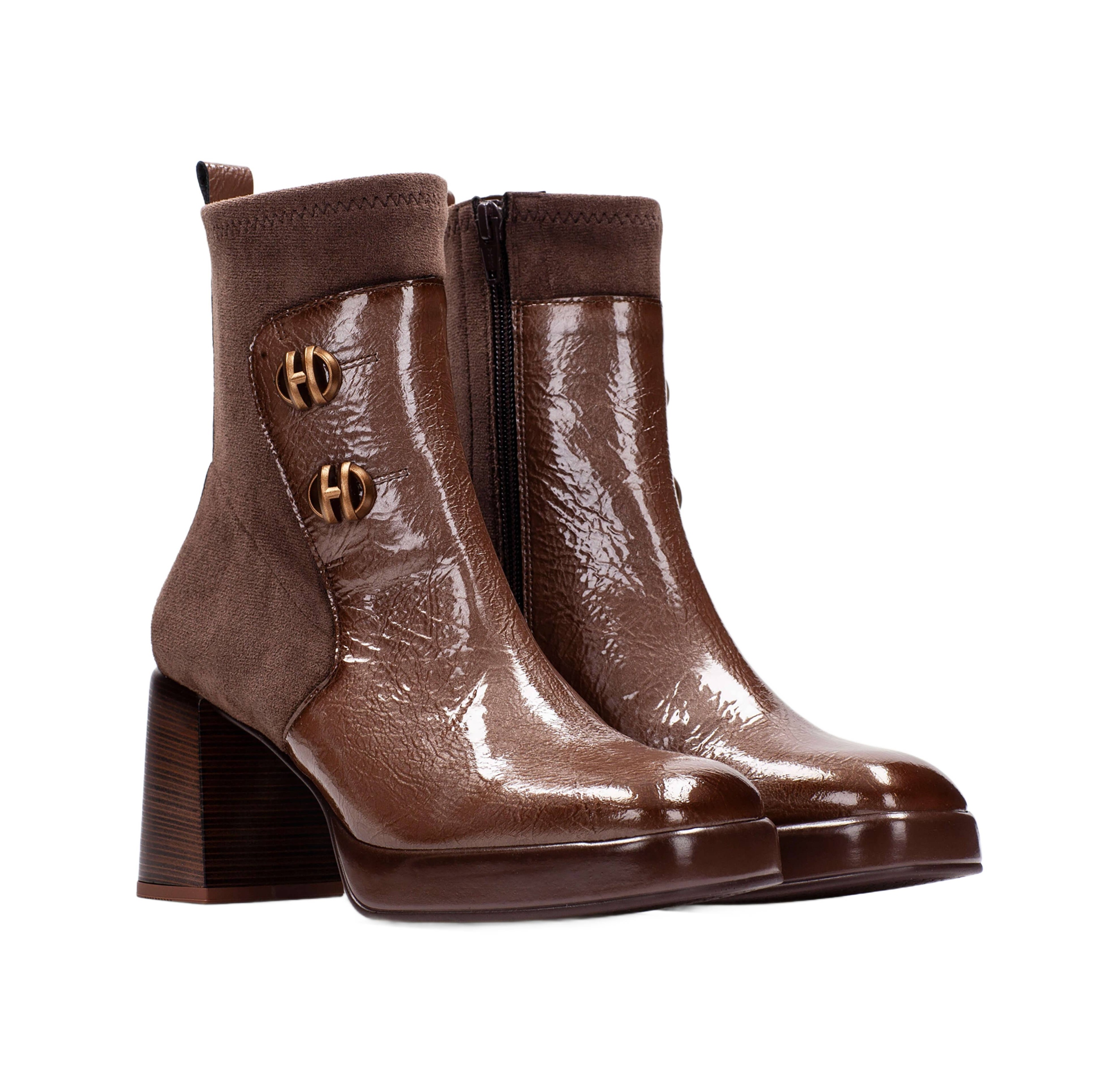 Kožené dámské kotníkové boty na podpatku v barvě hnědé Hispanitas HI254228 r40