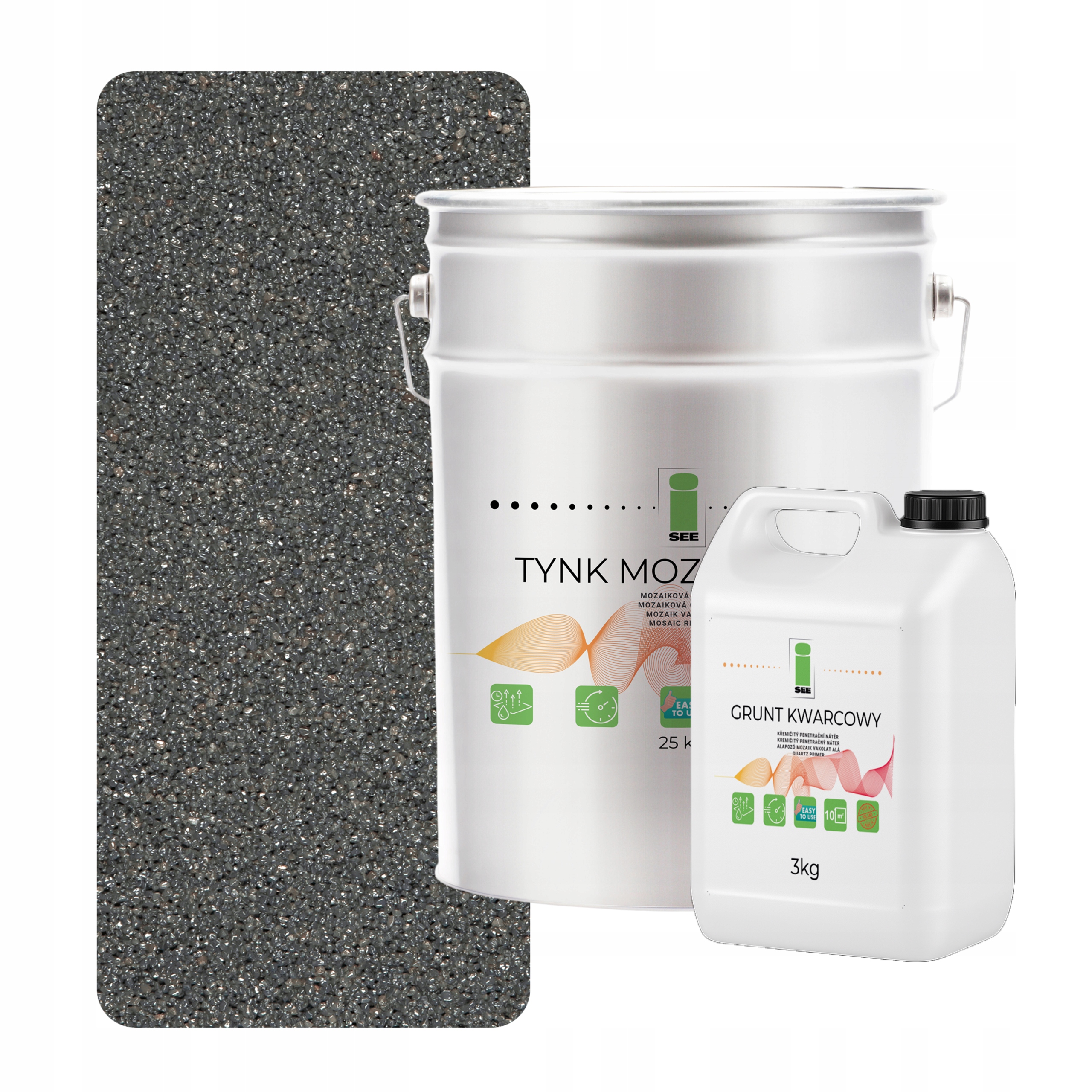 Mozaiková Omietka Grafitová 25Kg Základný Náter V Farbe Sada Na 6,6 m2