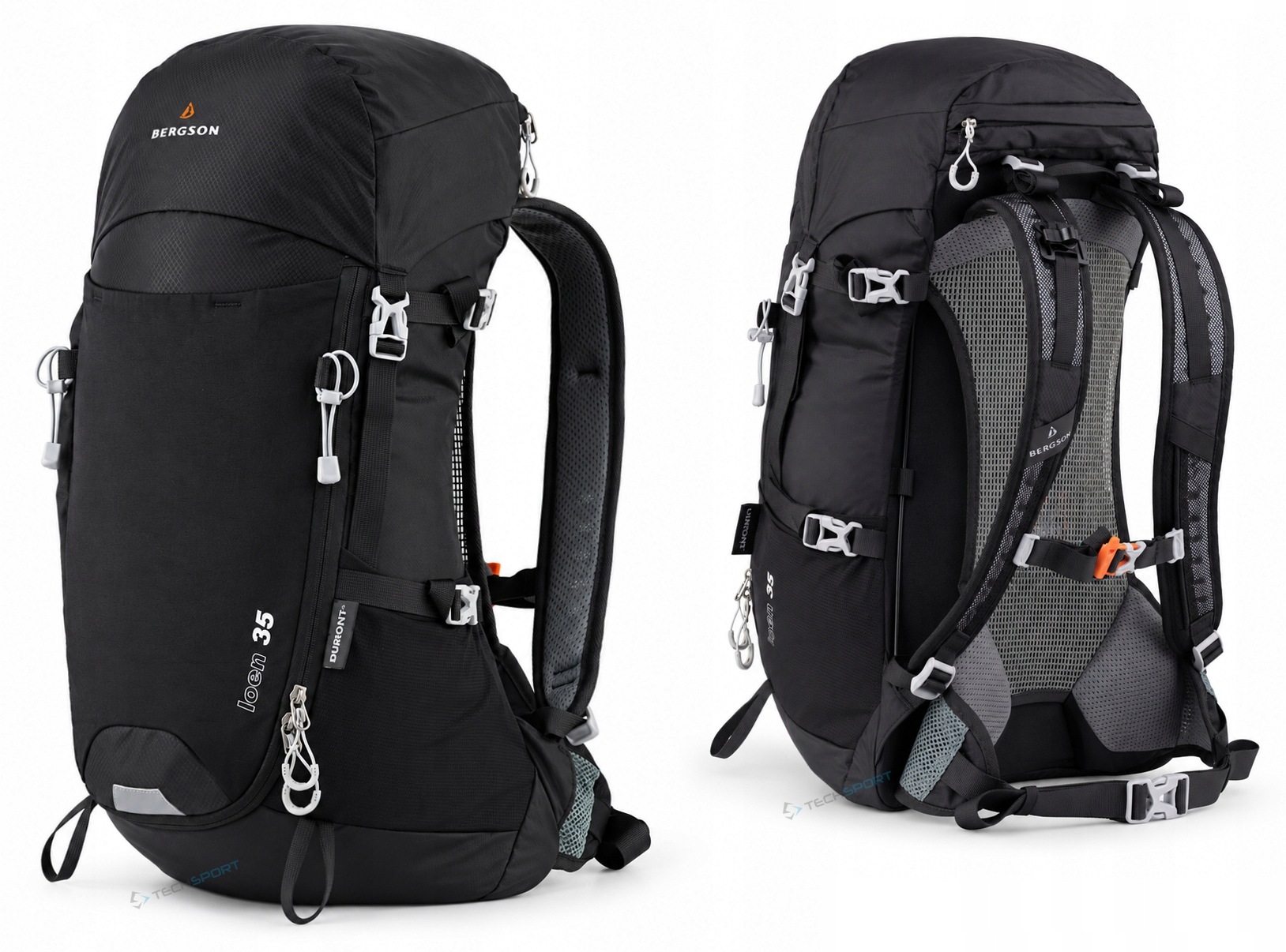 Markowy Plecak Bergson Loen 35L Black Oddychający Pokrowiec