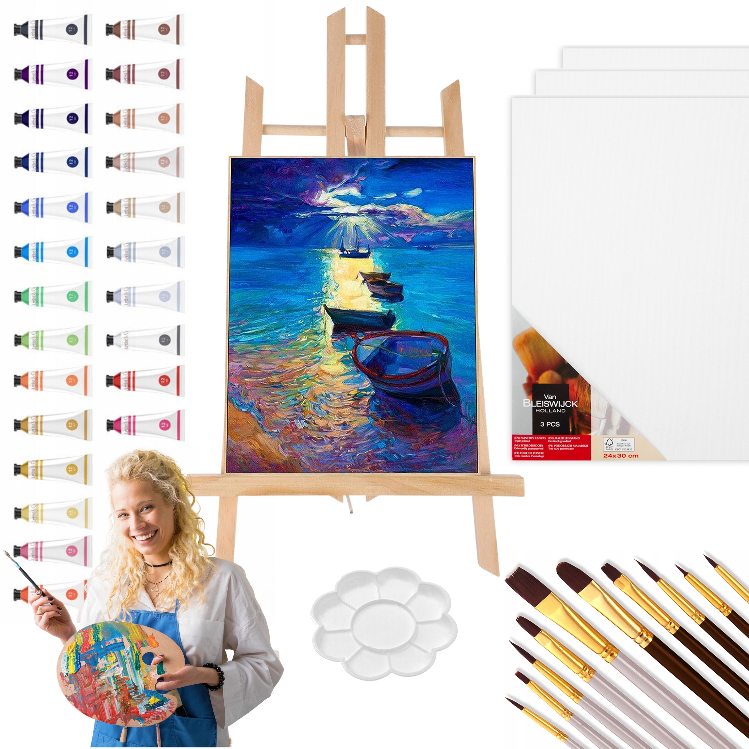Malířská Sada Umělecké Malování Barvy Stojan Pro Děti Dospělé