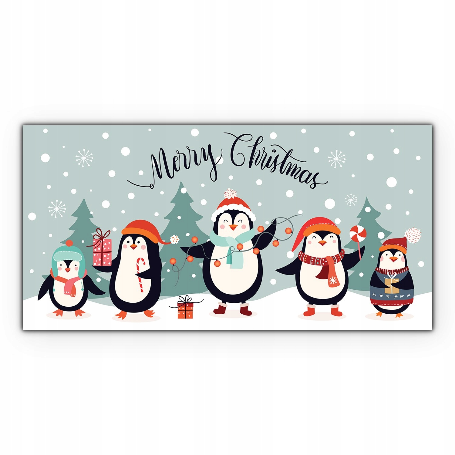 

Nowoczesny obraz szklany Pingwiny śnieg 100x50 cm