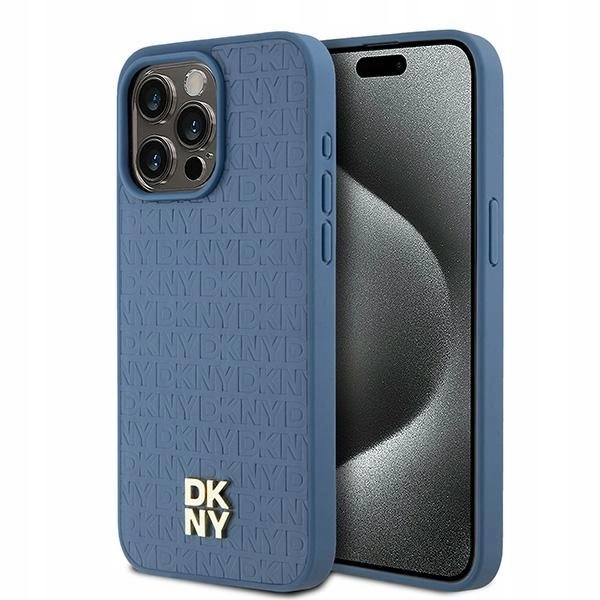 Pouzdro Dkny Leather Monogram Pattern Metal Logo MagSafe pro iPhone 15 Pro Max