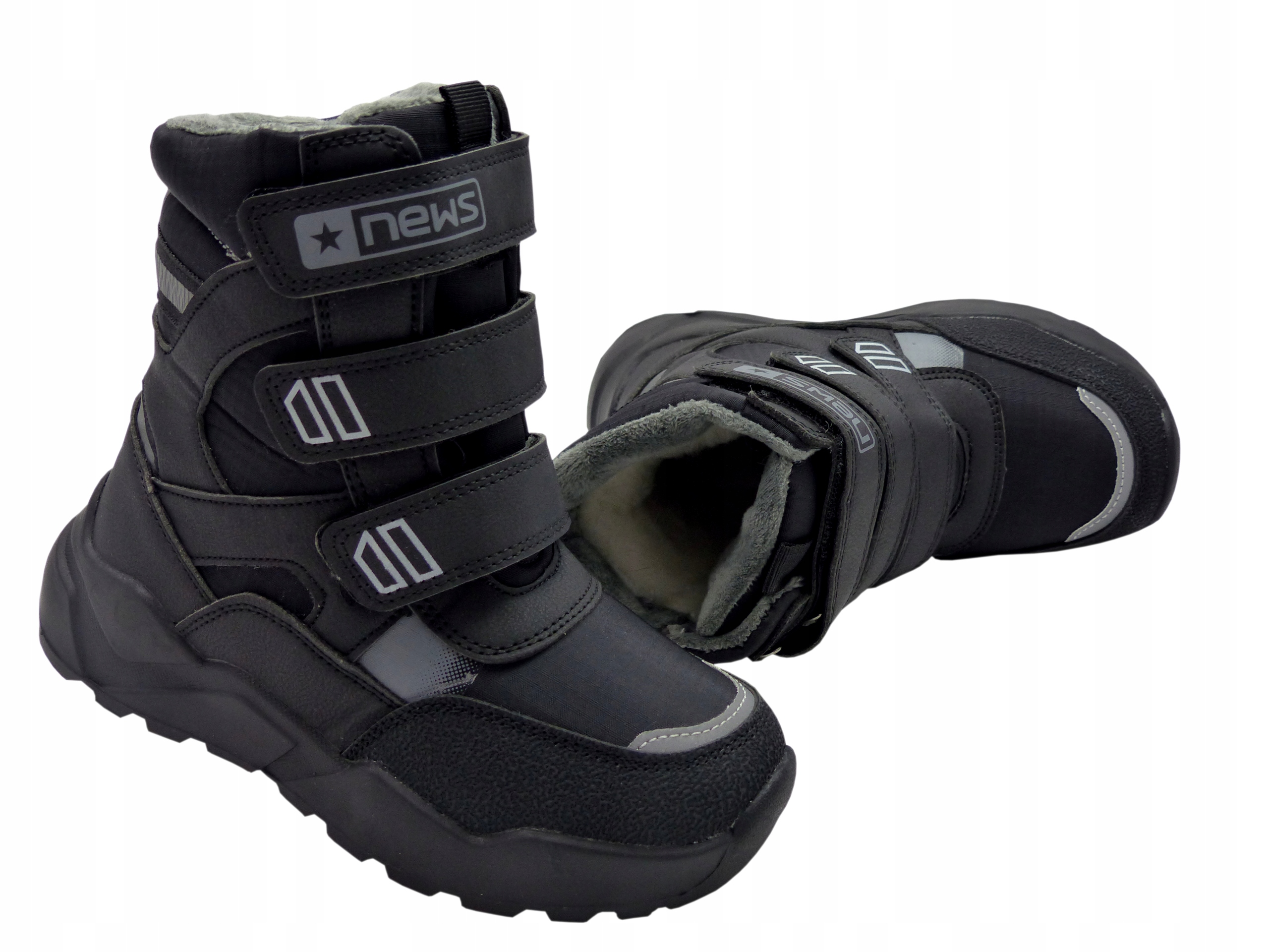 

Ciepłe Zimowe Trapery Wysokie Śniegowce na Rzepy