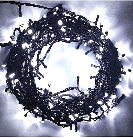 LAMPKI CHOINKOWE 100 LED BIAŁY ZIMNY ZEWNĘTRZNE WEWNĘTRZNE PROGRAMATOR Liczba lampek 51 - 100