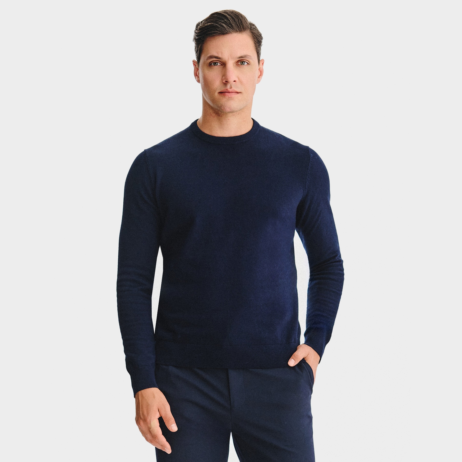 Bavlněný modrý pánský svetr s kašmírem Pako Lorente, velikost vel