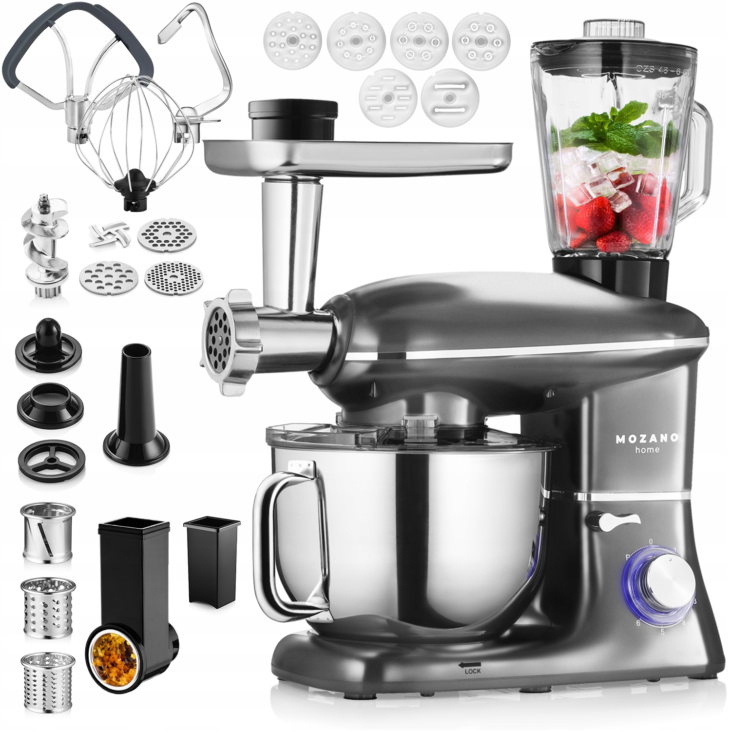 Robot Planetarny Kuchenny Blender Mikser Duży Zestaw 6w1 Misa 6,2L