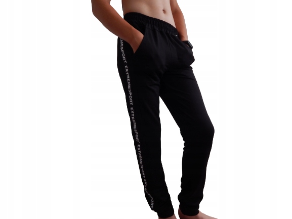 Spodnie dresowe młodzieżowe, lampas rozmiar 134