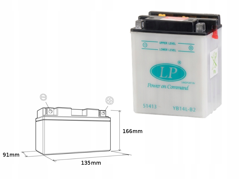 Landport Batéria YB14L-B2 (mb LB14L-B2) 12V 14Ah 135x91x167 Podpora