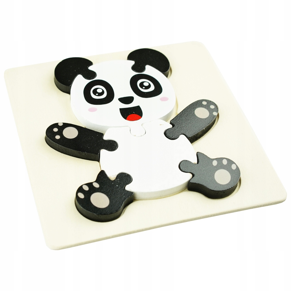 Drewniana kolorowa układanka puzzle Panda Materiał drewno