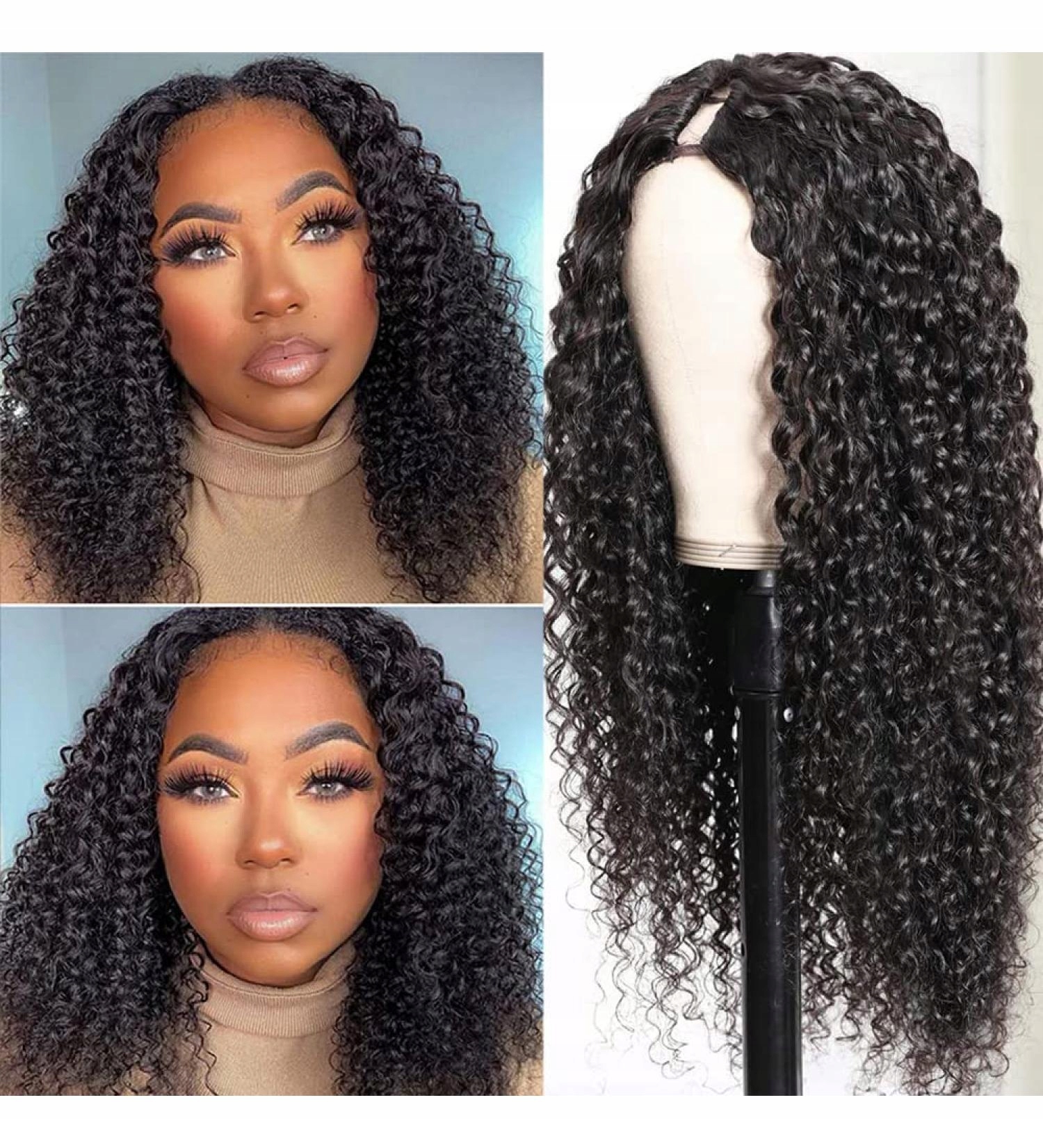 Pół-Peruka włosy kręcone naturalne Afro 1b# black 16"
