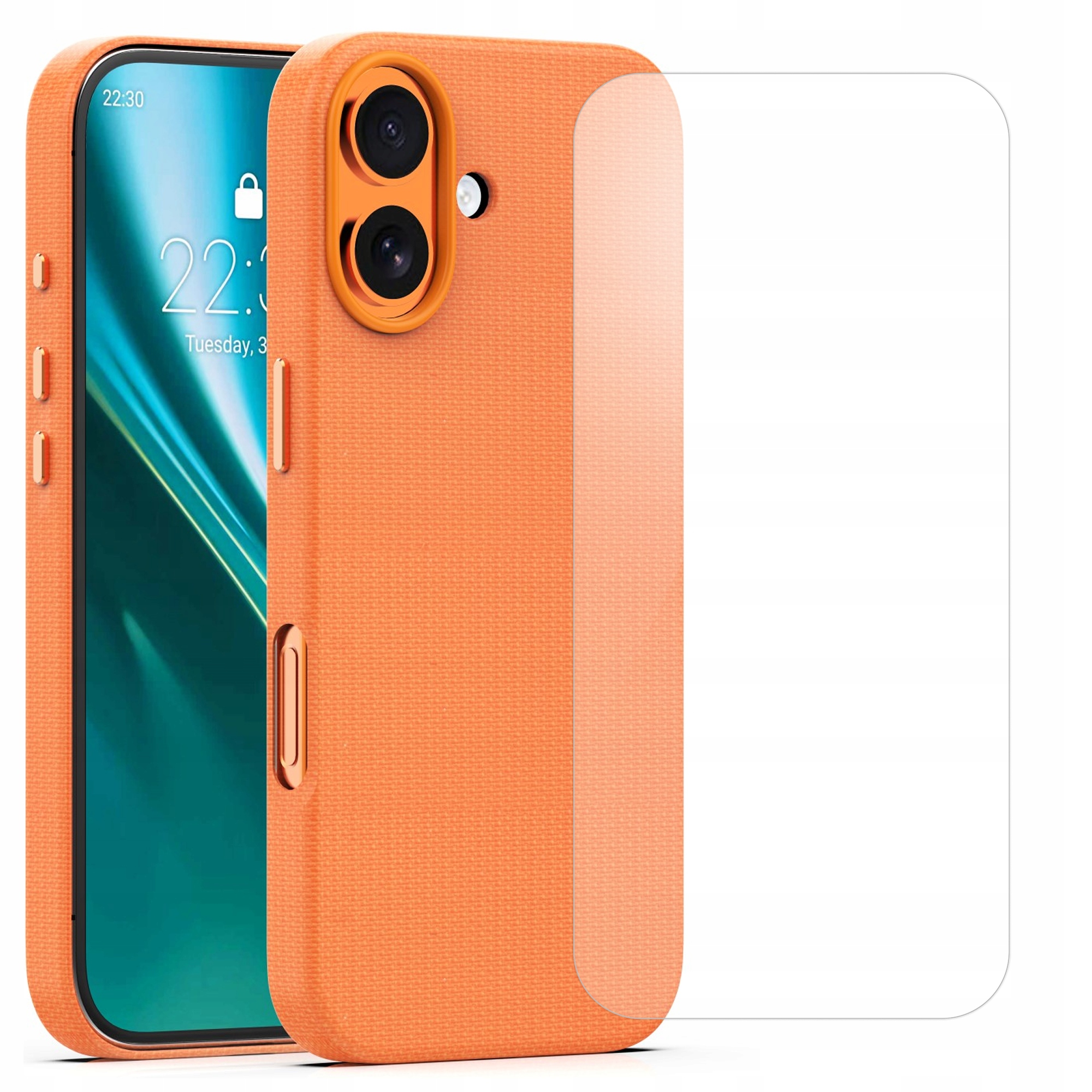 Etui do iPhone 16 pomarańczowe Etteri nowoczesne magnetyczne Szkło