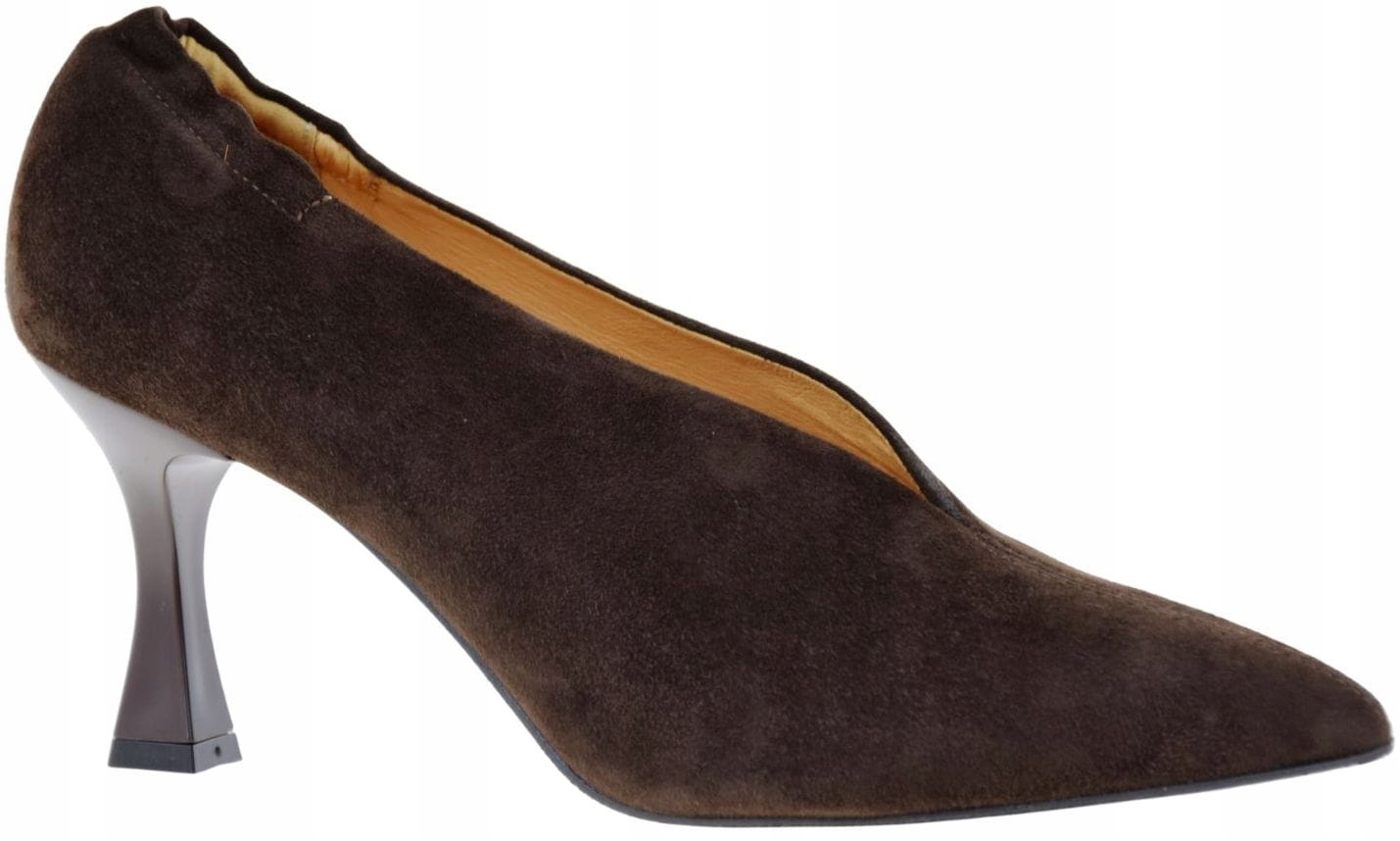 Dámské kožené semišové lodičky hnědé pohodlné na podpatku Sala 20772 R37