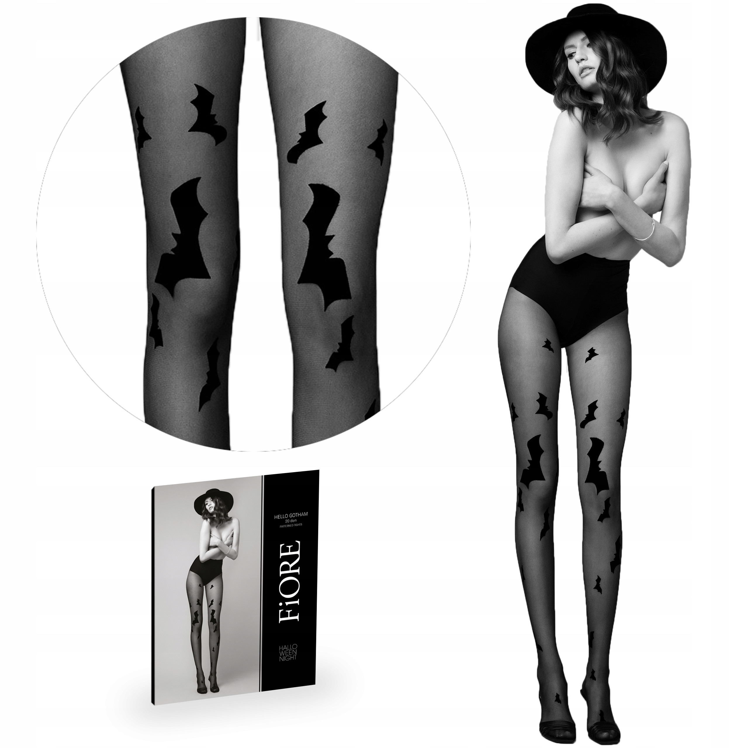 

Fiore Rajstopy Hello Gotham 20 den Nietoperze 2-S