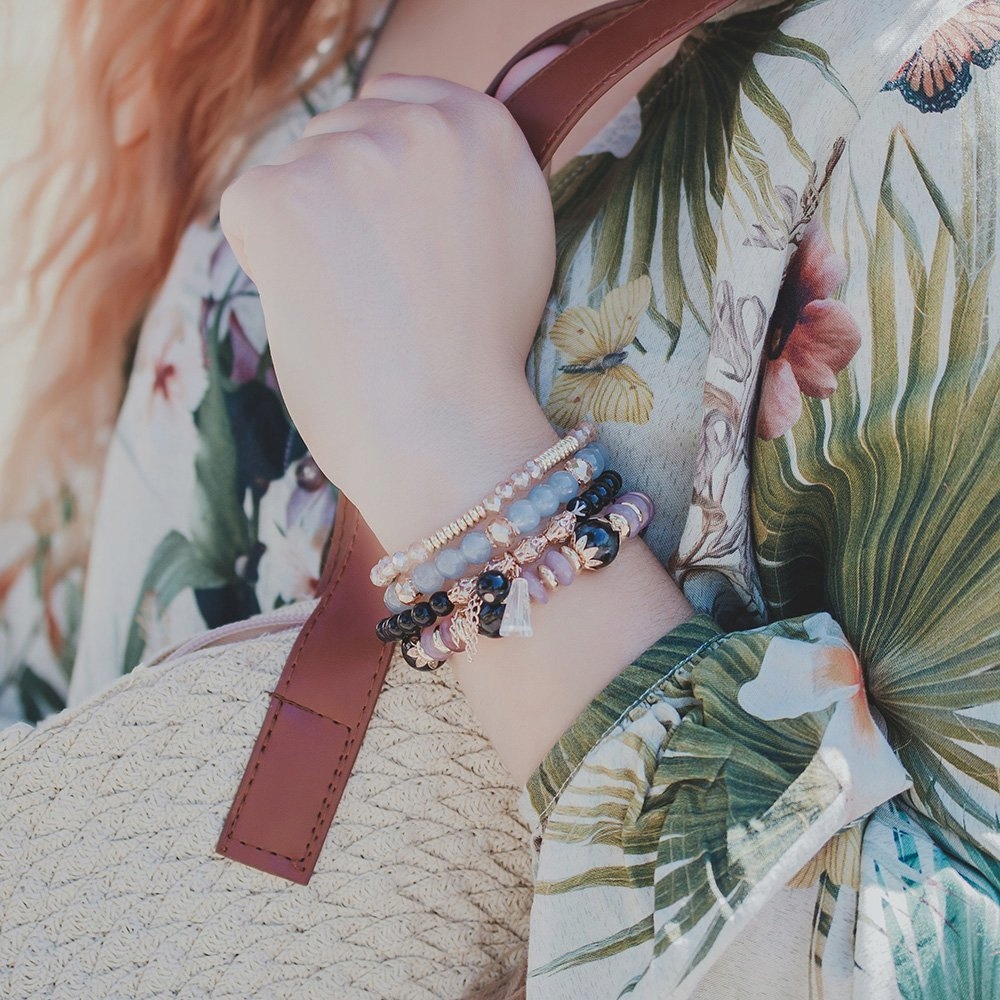 ZESTAW BRANSOLETEK koraliki SZARE kryształek Kod producenta Miss Glow 35252