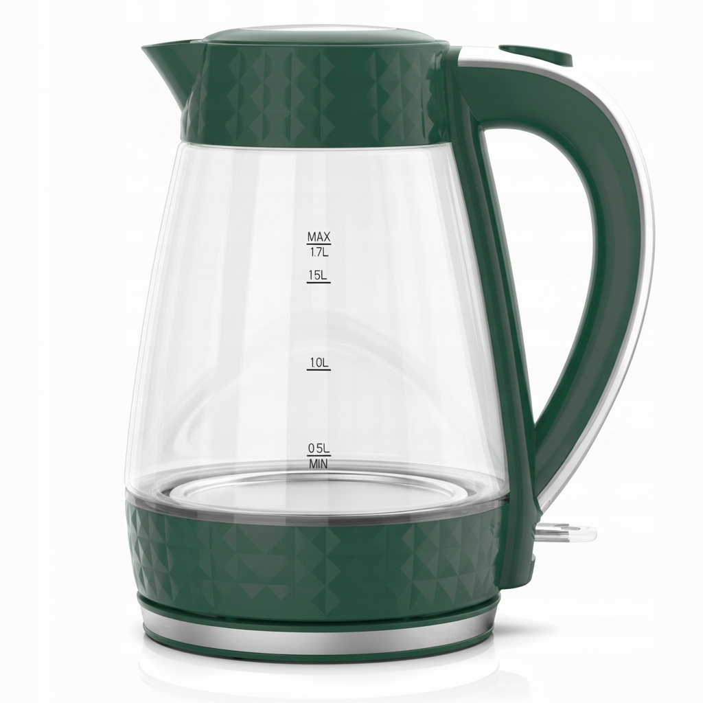 Czajnik elektryczny bezprzewodowy szklany zielony 1,7l 2200W Łucznik PK2018