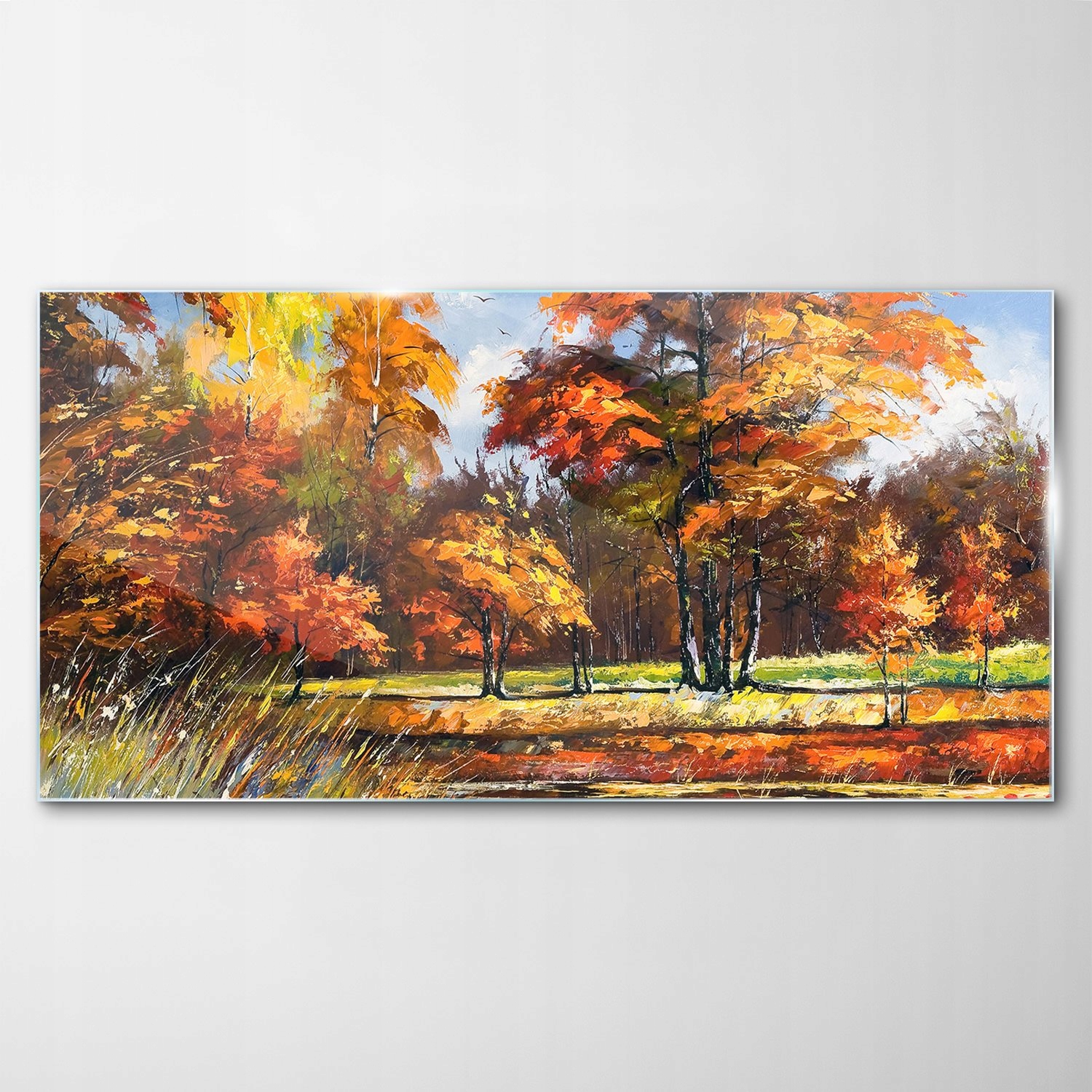 Sklenený obraz Dekor Jeseň Krajina Rieka 100x50