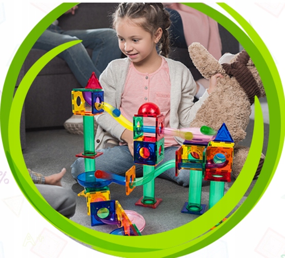 Golyópálya Mágneses építőkockák oktató építőjáték 70 db-os golyópálya PTG70 Csomagolás állapota eredeti