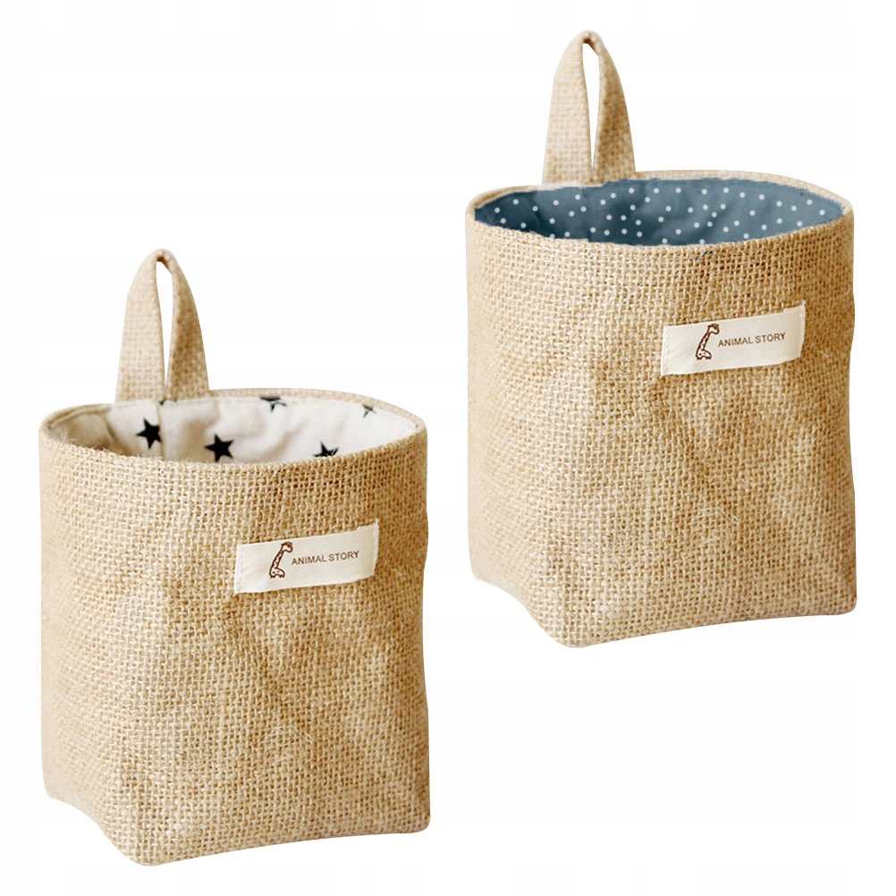 BAWEŁNIANA TORBA DO PRZECHOWYWANIA LNIANE KOSZY WISZĄCE TORBY 2