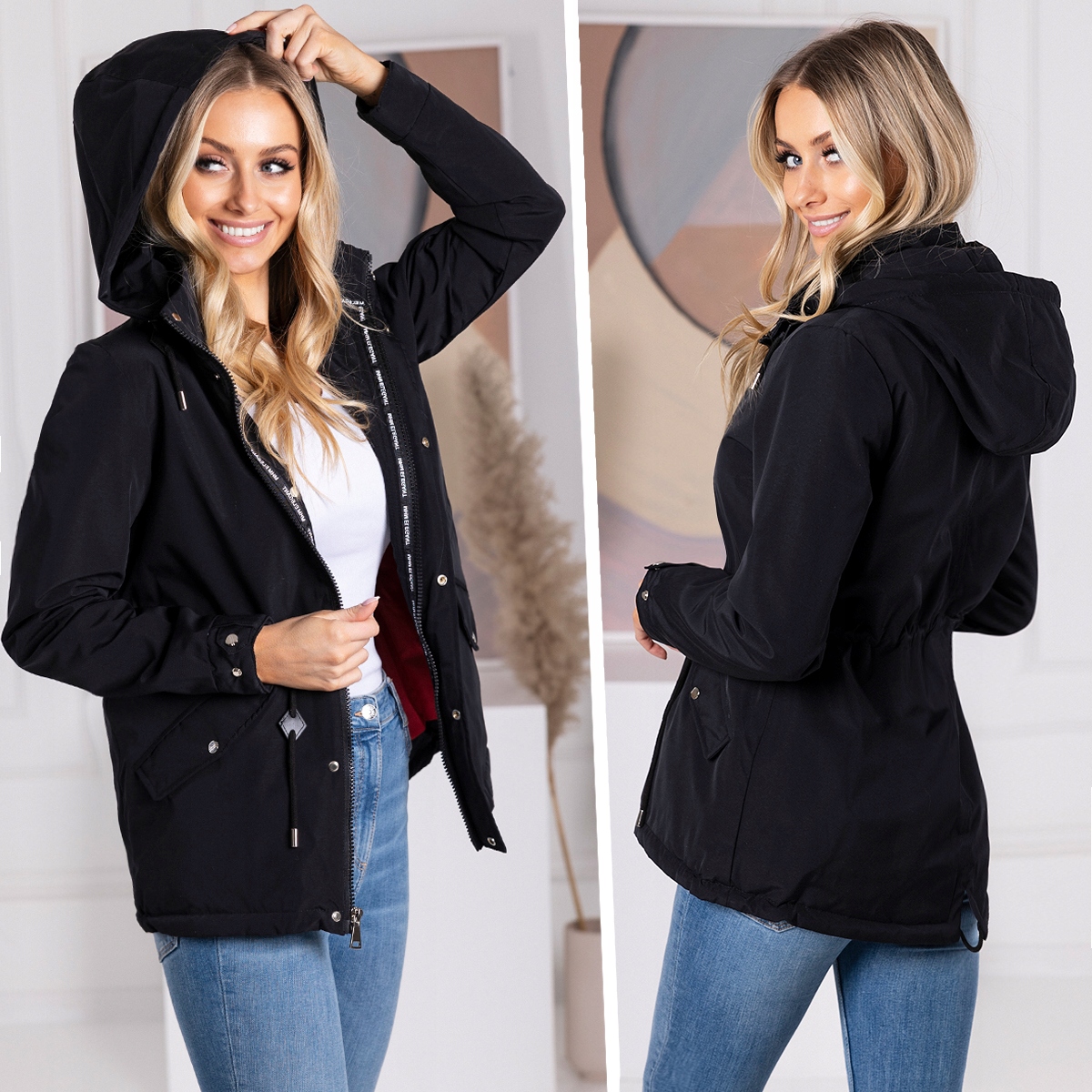 TALIOWANA WIOSENNA Kurtka PARKA z Kapturem 3 KOLORY Przejściowa 6XL Rodzaj parka