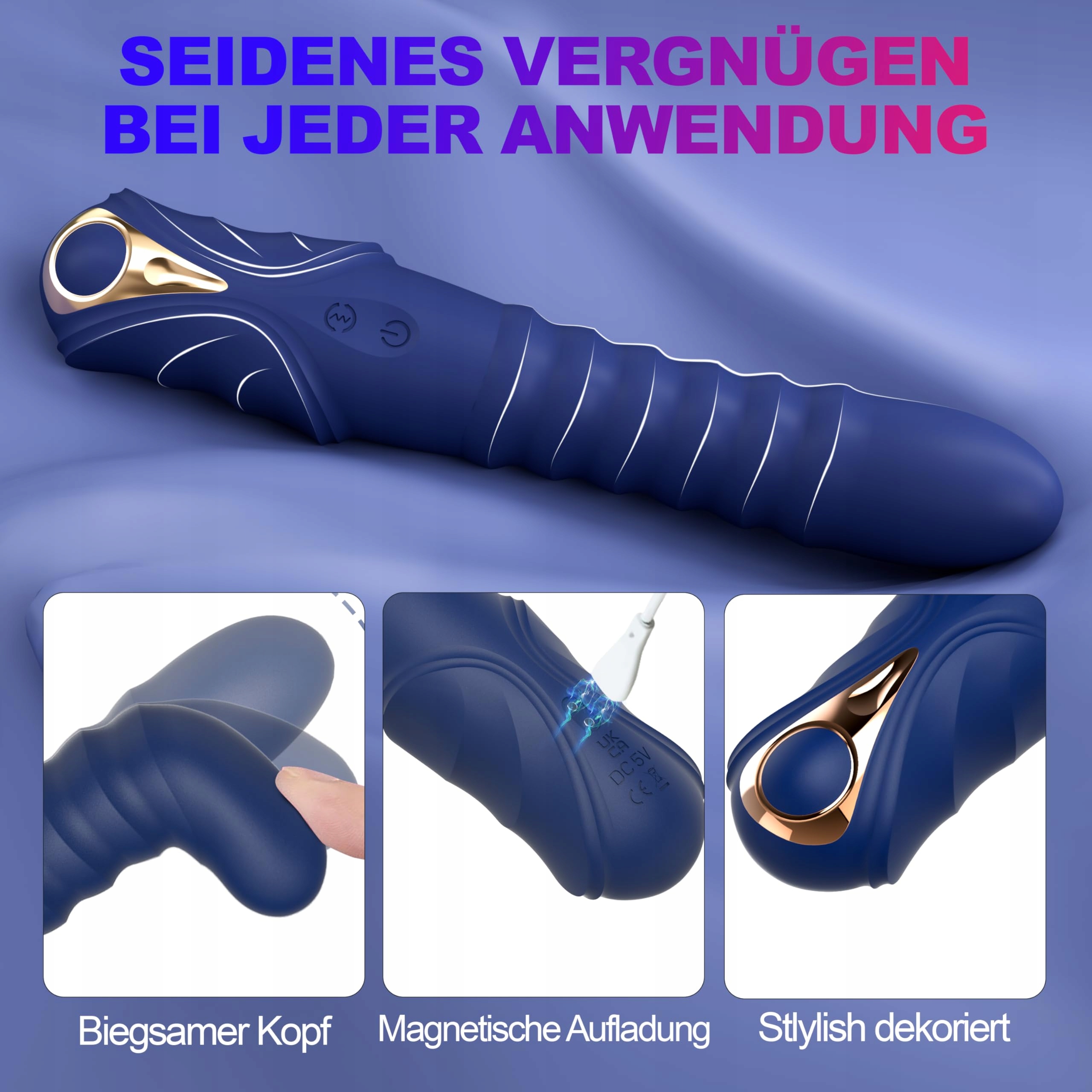 LEISER Wibrator Dla Kobiet 2w1 Dildo 10 Trybów Silikonowy G-Punkt Klitoris — miniatura 6