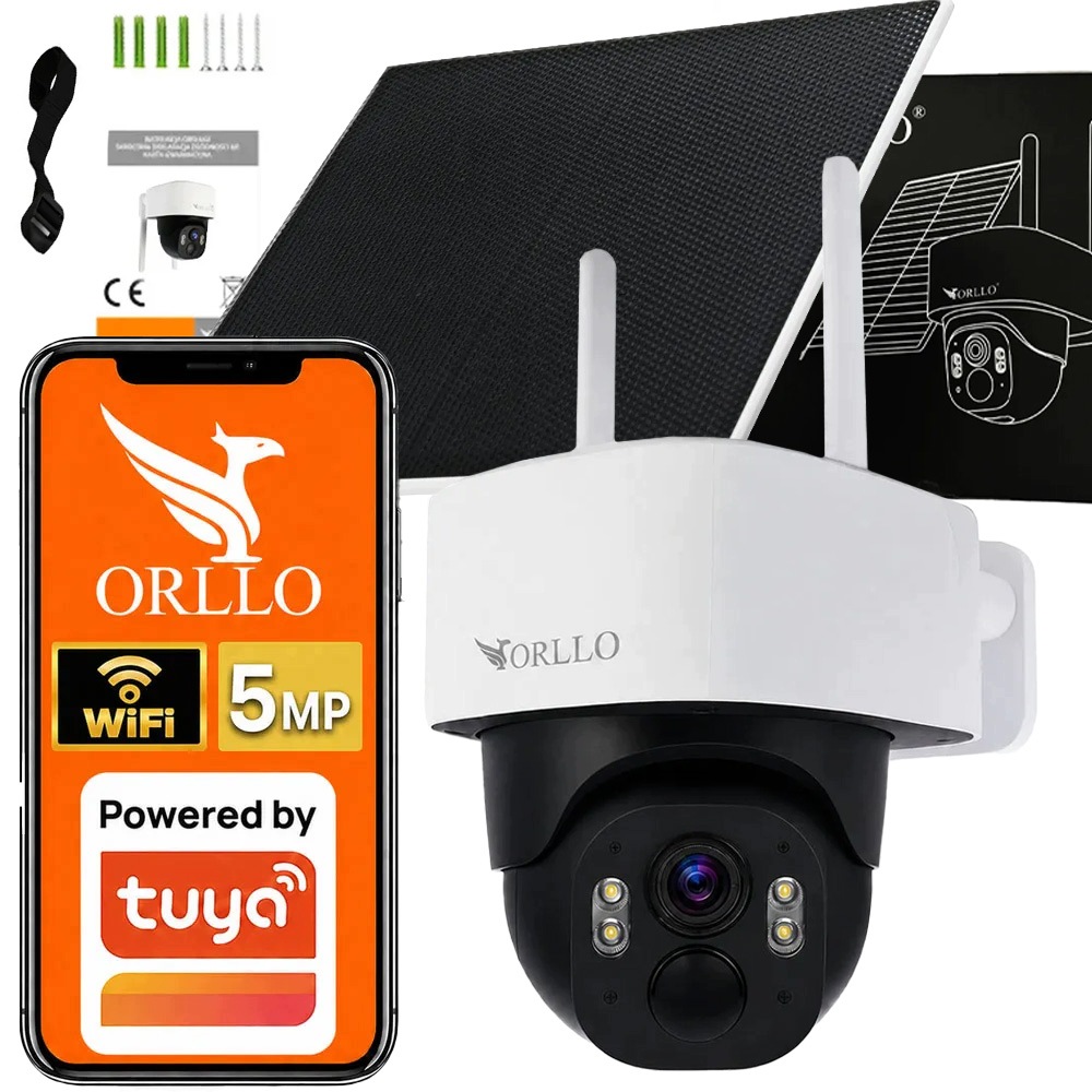 Solárna vonkajšia WiFi kamera s 5MP batériou Orllo TZ13 Solárny panel