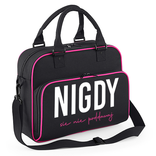 Torba Sportowa Różowo-Czarna Na Pilates Fitness Yogę Nigdy Się Nie Poddawaj