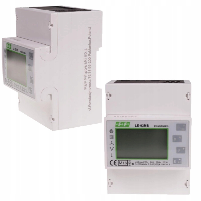 Počítadlo spotřeby elektrické energie Podsvícený třífázový displej F&f