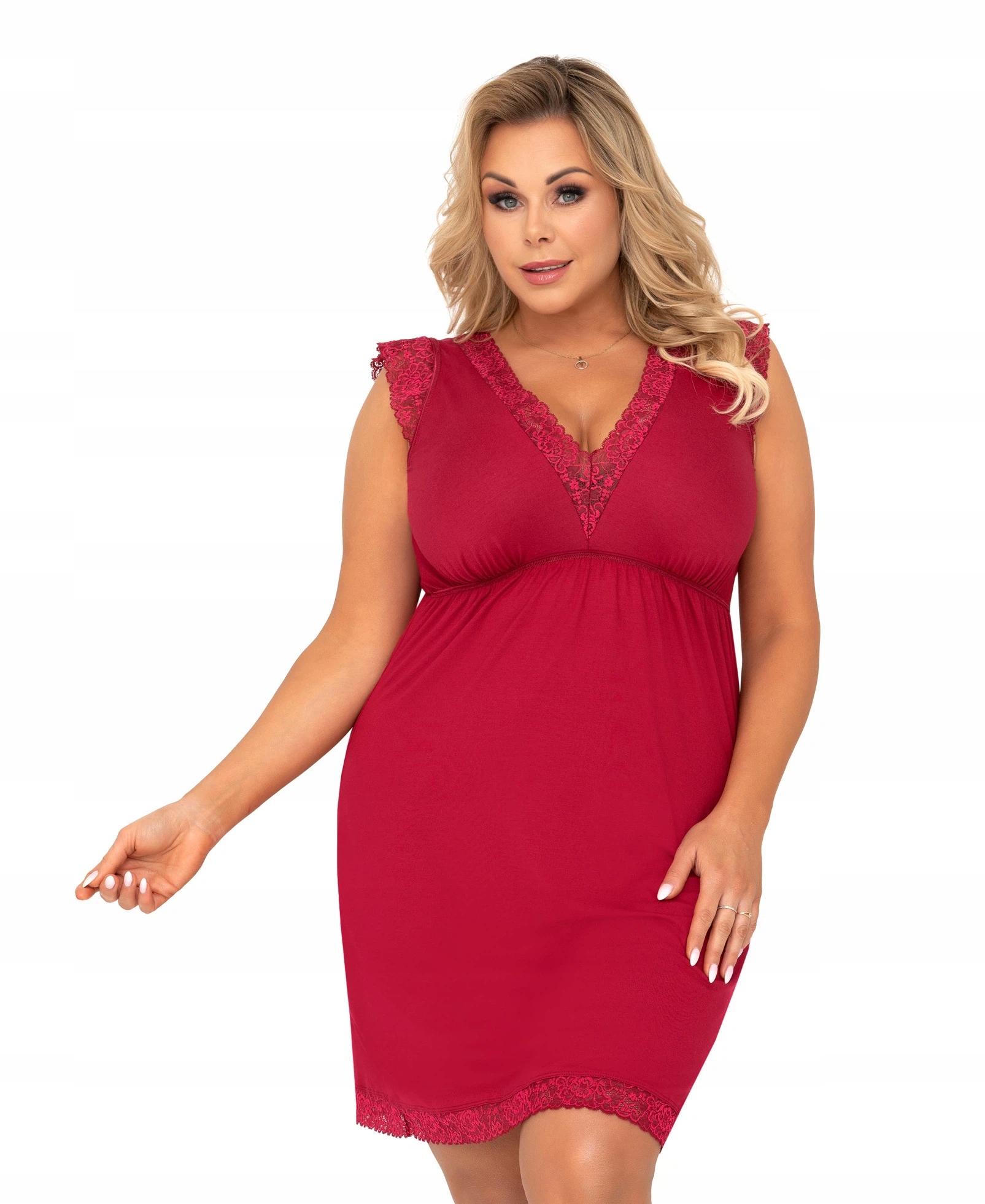 Košile Noční Dámská Donna Vera Plus Size Viskózová Burgundská Hladká 50