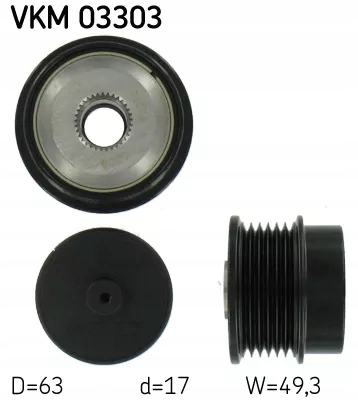 KOŁO PASOWE ALTERNATORA PEUGEOT 407 2,7HDI C5 04- Producent części SKF