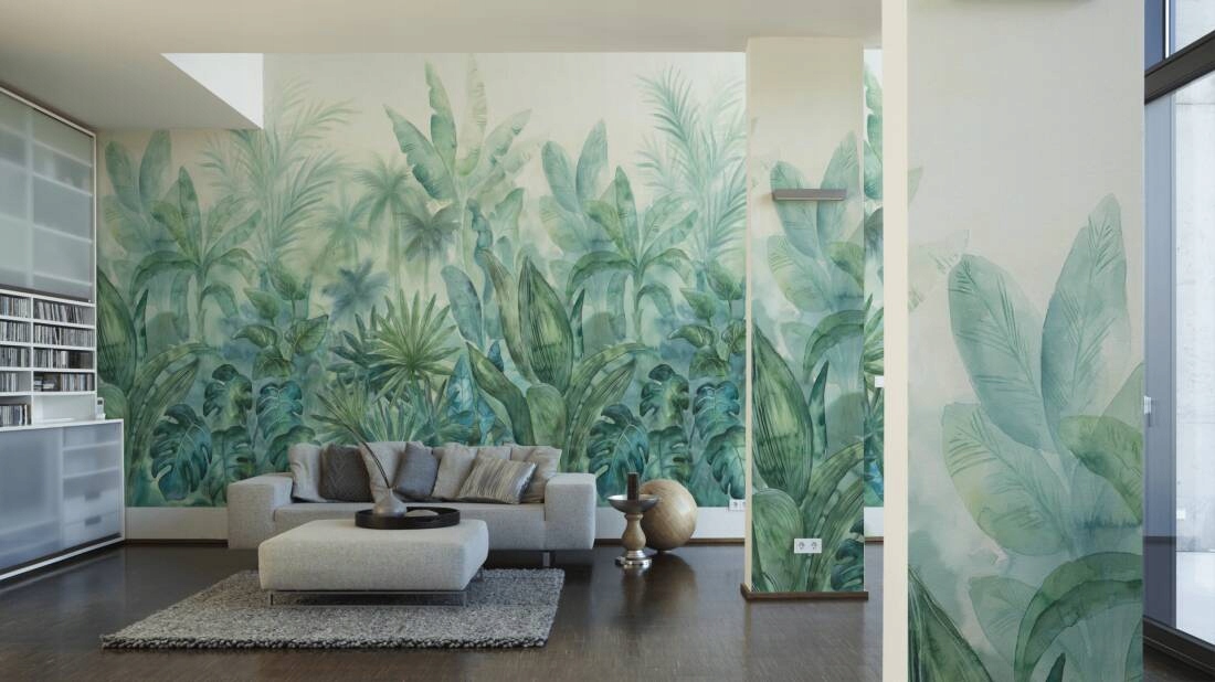 Botaniczna TAPETA MURAL - akwarelowa DŻUNGLA LIŚCIE PALMY - AS CREATION Kod producenta 39230-1