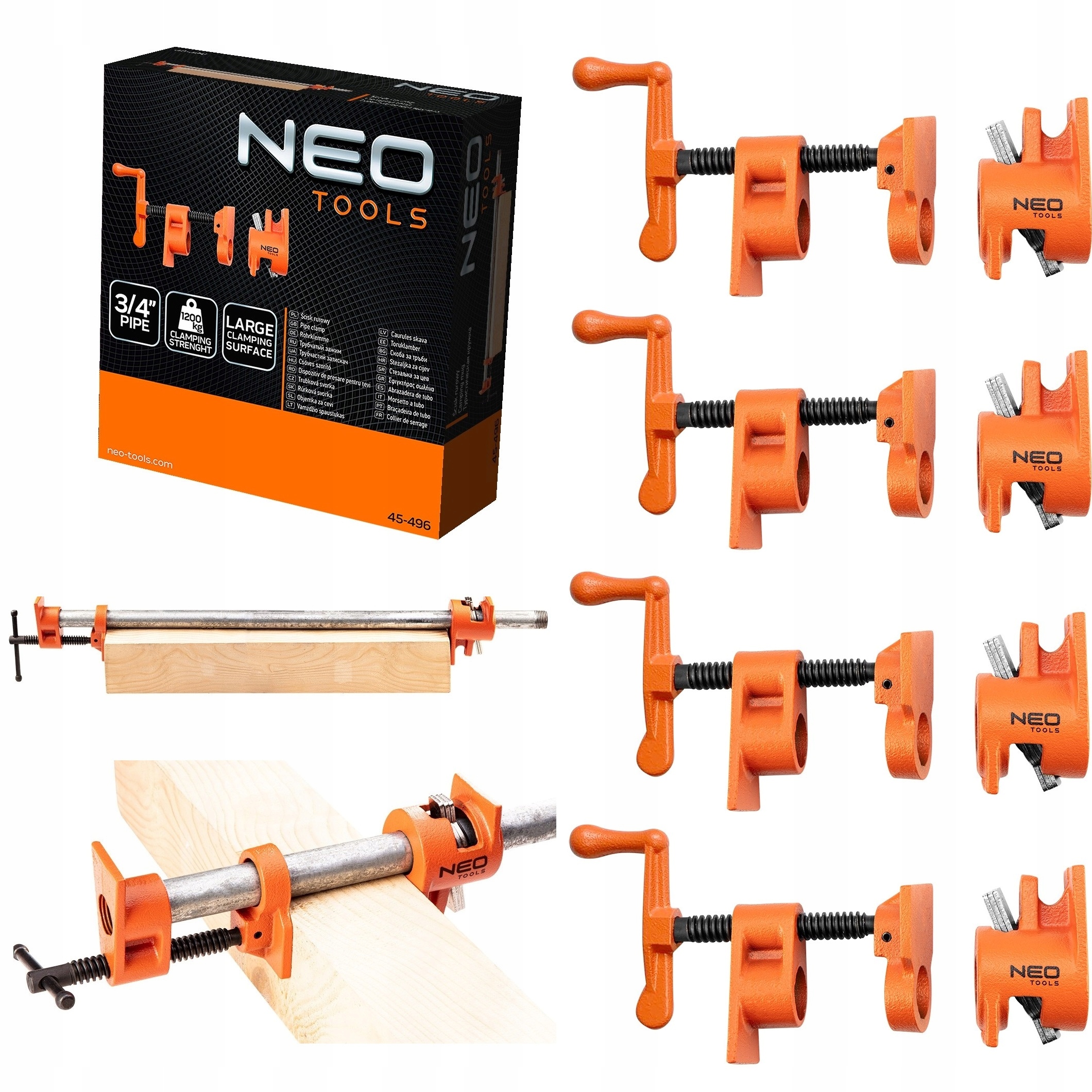 NEO 4 шт. трубчастий Затискач без кінця столярний 1200 кг