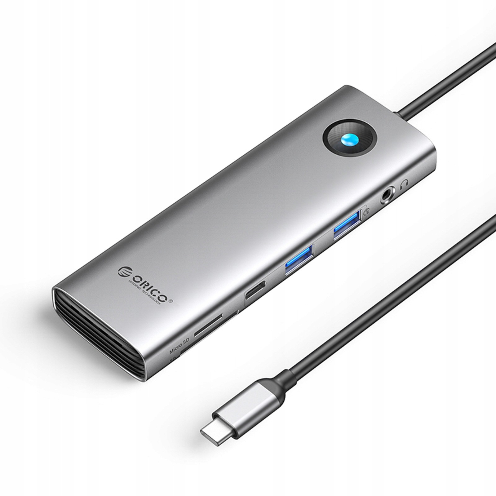 Hub 9v1 Usb-c Usb-a Usb-c Hdmi Sd RJ45 audio Pd 100W 4K 2.5G šedý