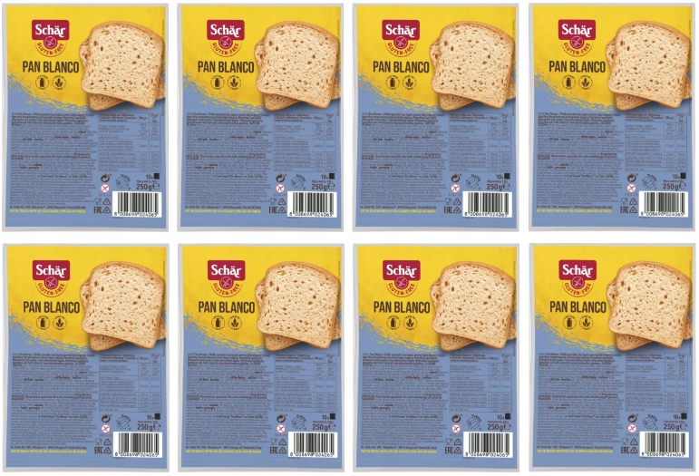 Levně 8 x Schar Chléb světlý bezlepkový krájený bez lepku Pan Blanco 250 g